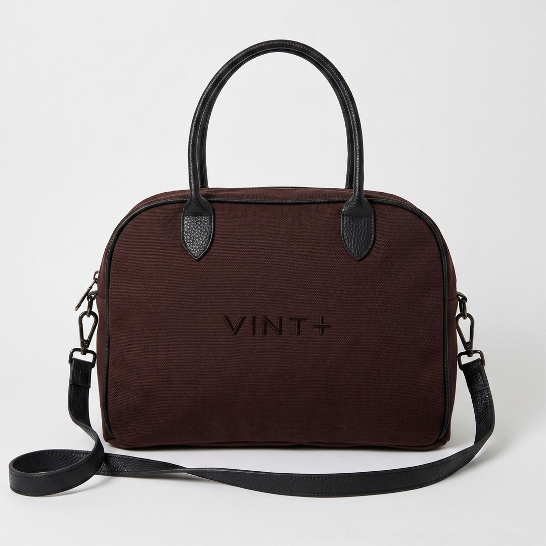 CANVAS BOWLING BAG - BRAUN (Leder Strap inkl.)