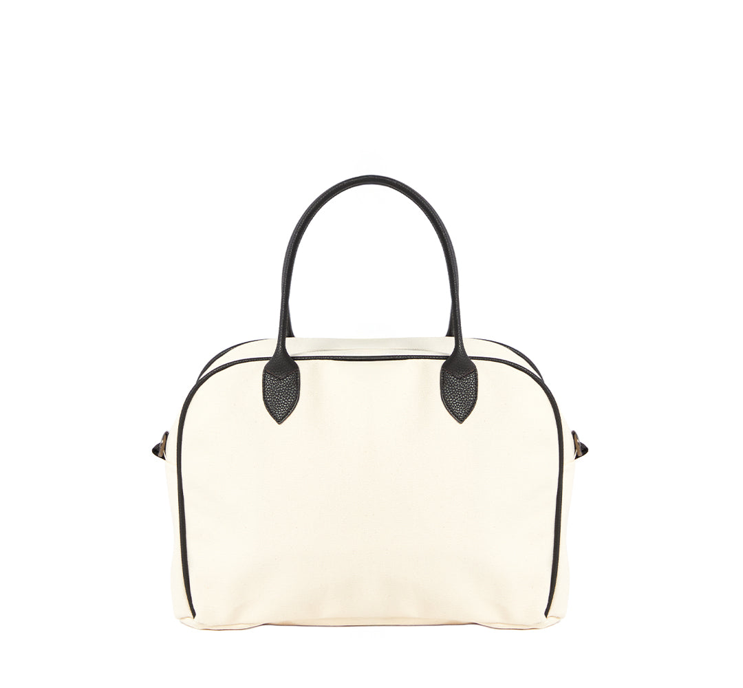 CANVAS BOWLING BAG - CREAM WHITE (Leather Strap included)