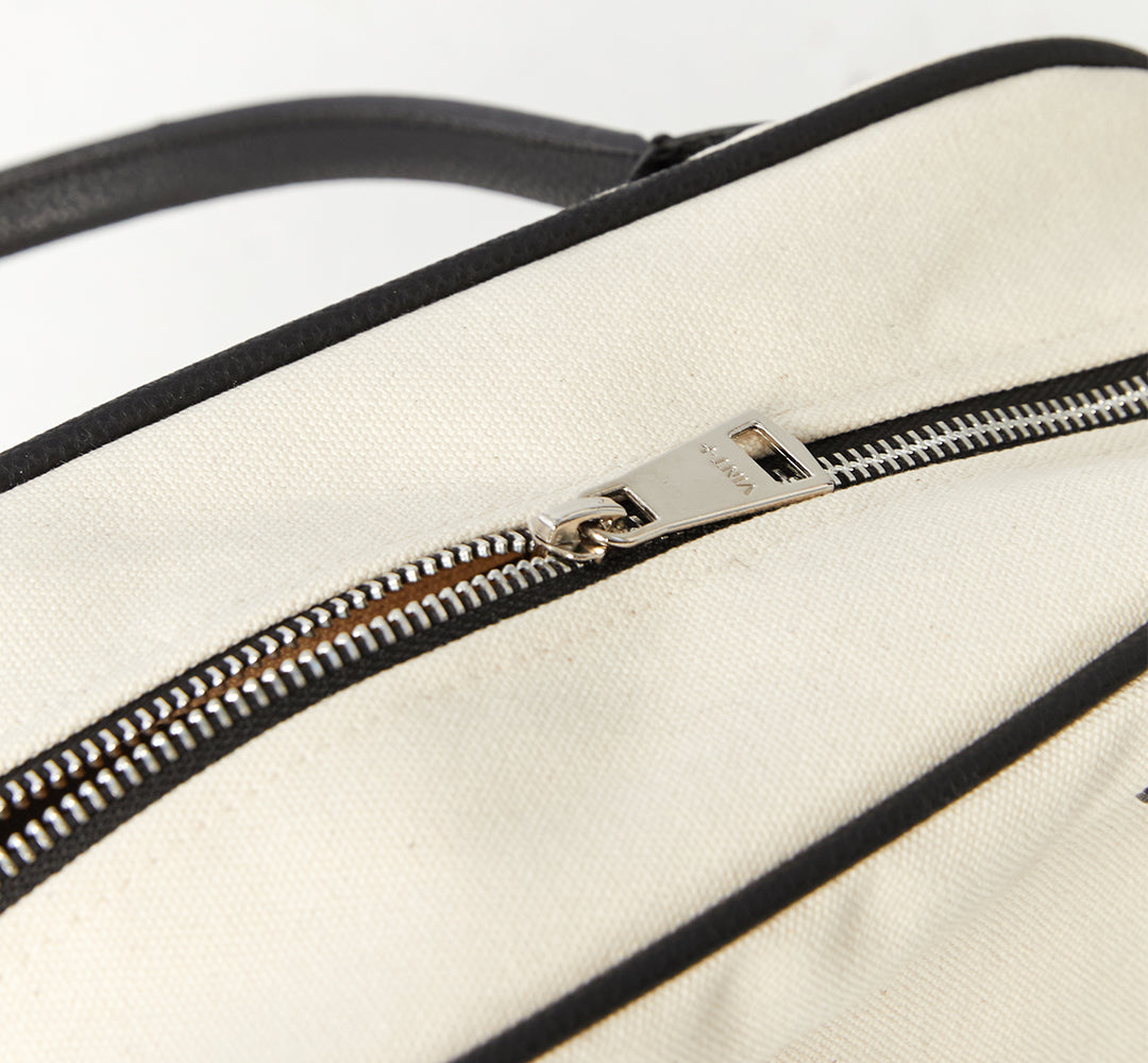 CANVAS BOWLING BAG - CREAM WHITE (Leather Strap included)