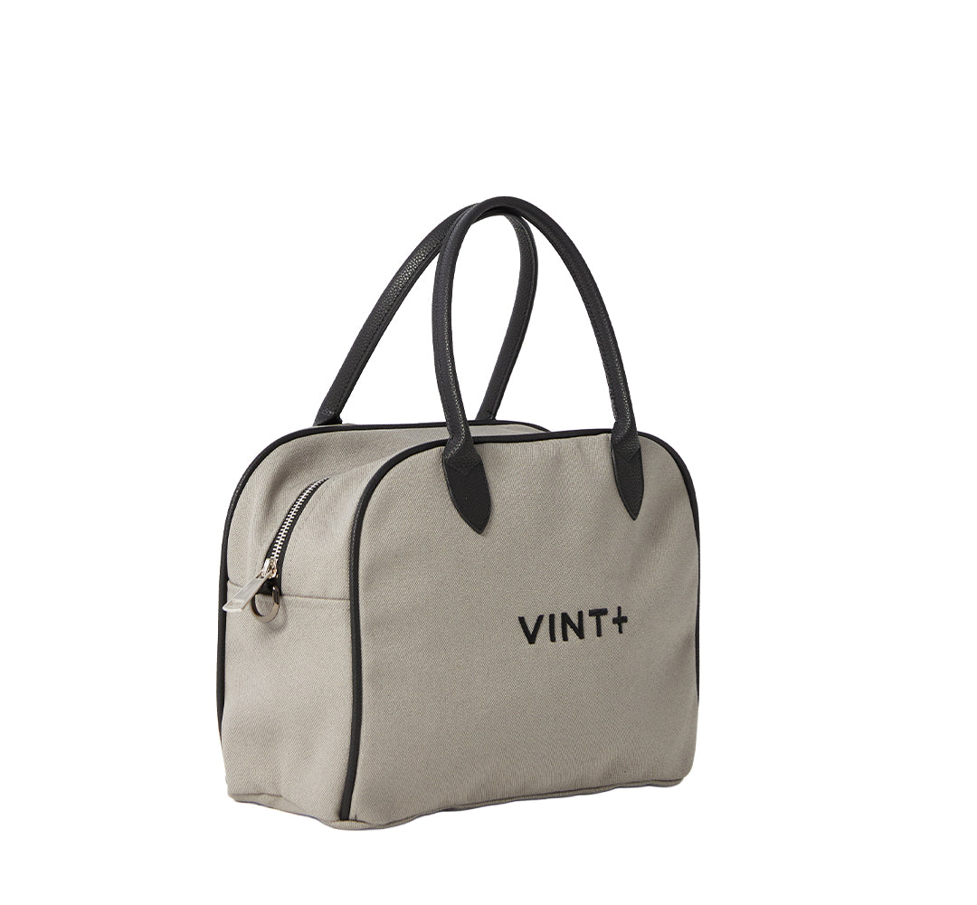 CANVAS BOWLING BAG - GRAY (leather strap incl.)