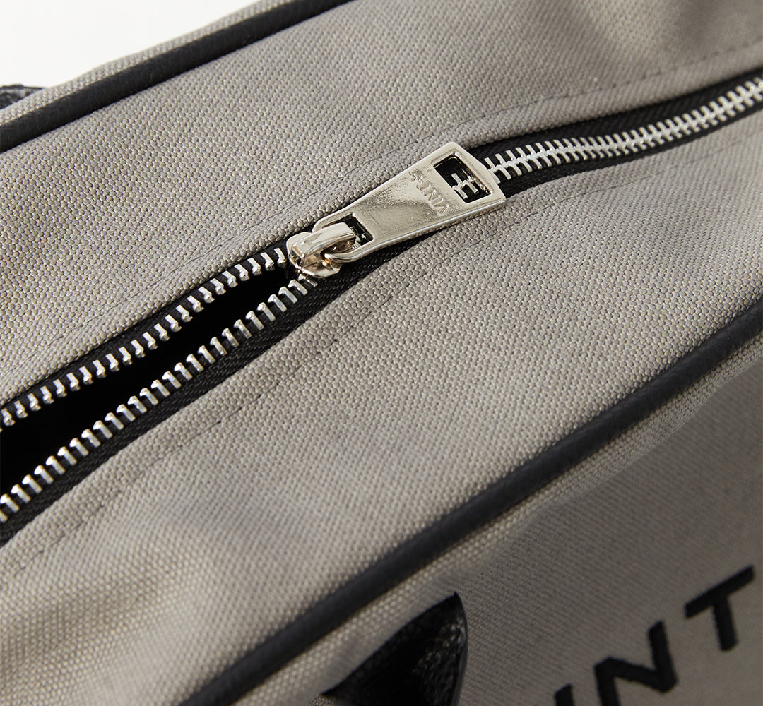 CANVAS BOWLING BAG - GRAY (leather strap incl.)