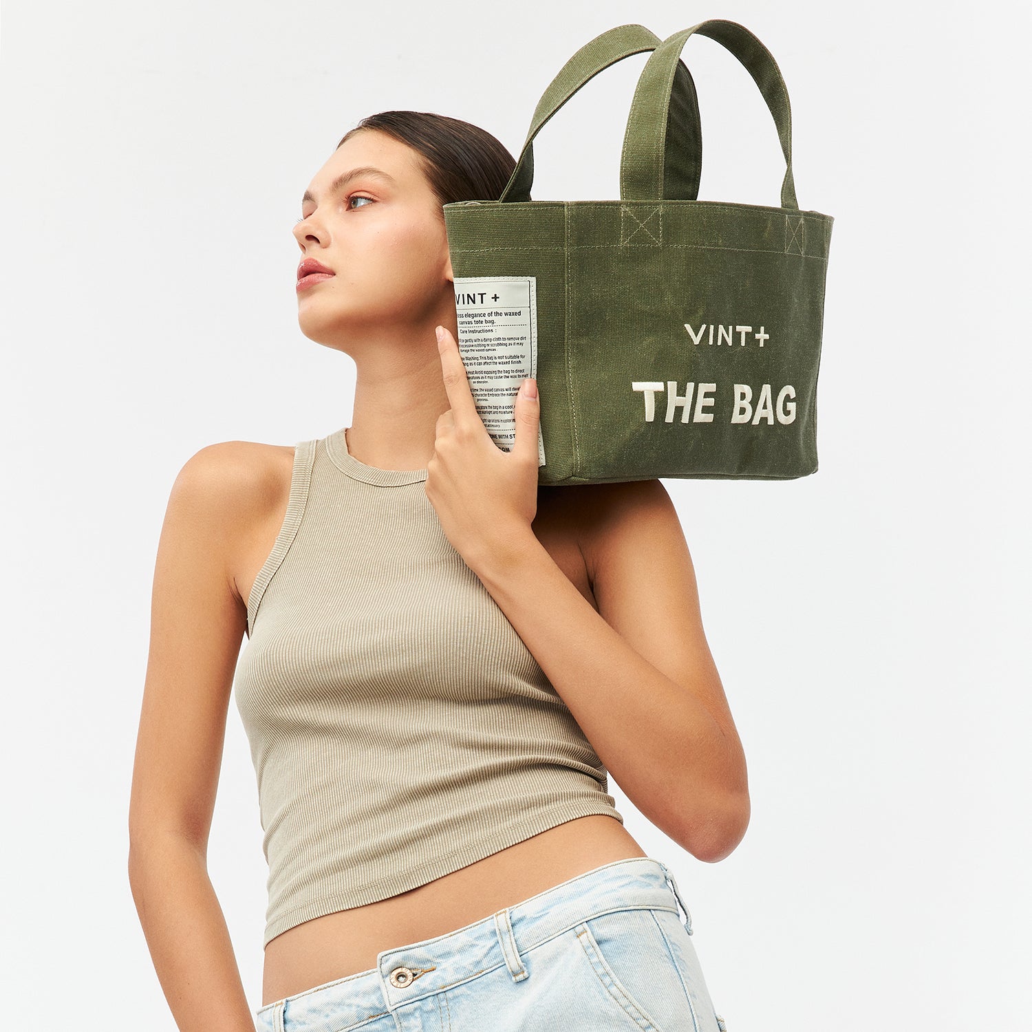 SAC CABAS EN TOILE - PETIT - KAKI