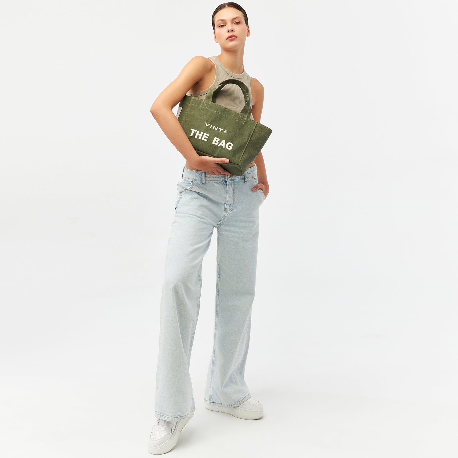 SAC CABAS EN TOILE - PETIT - KAKI
