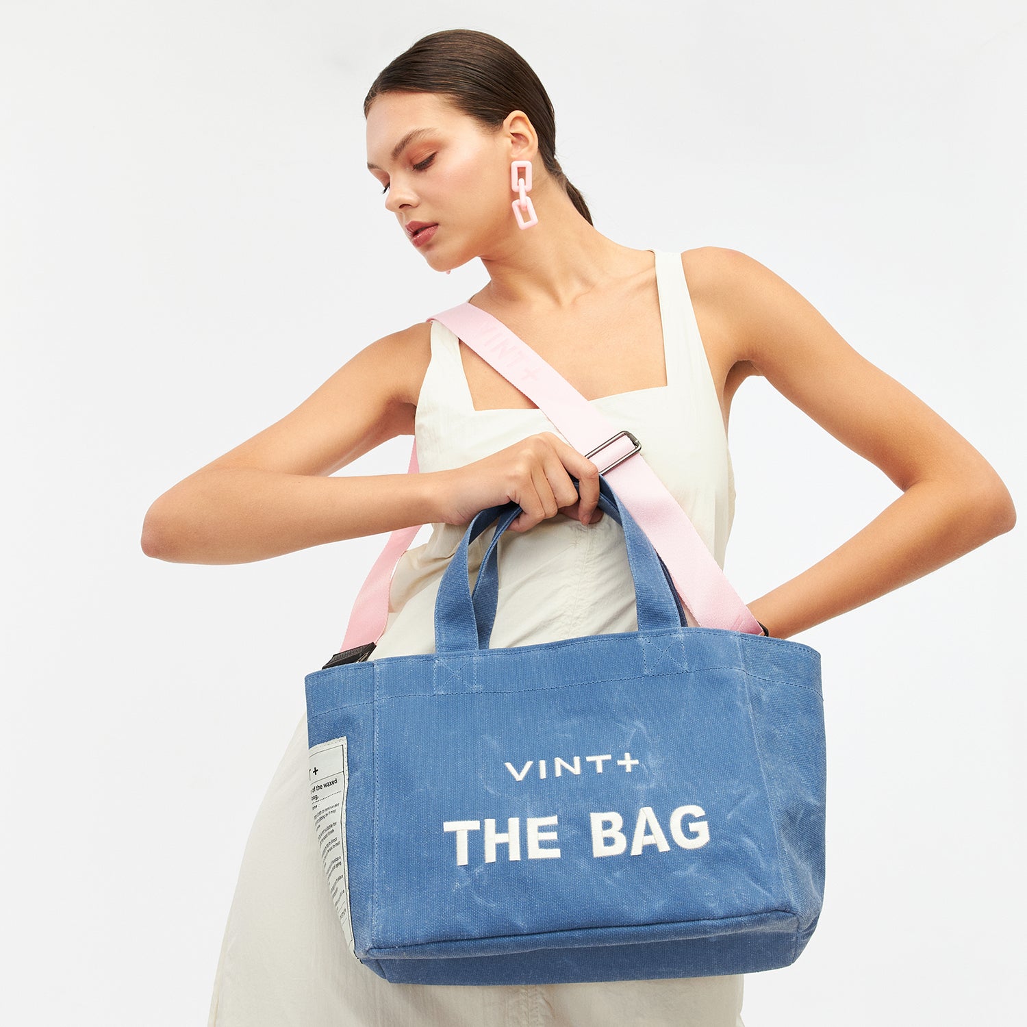 WAXED CANVAS TOTE BAG - SMALL - BLAU