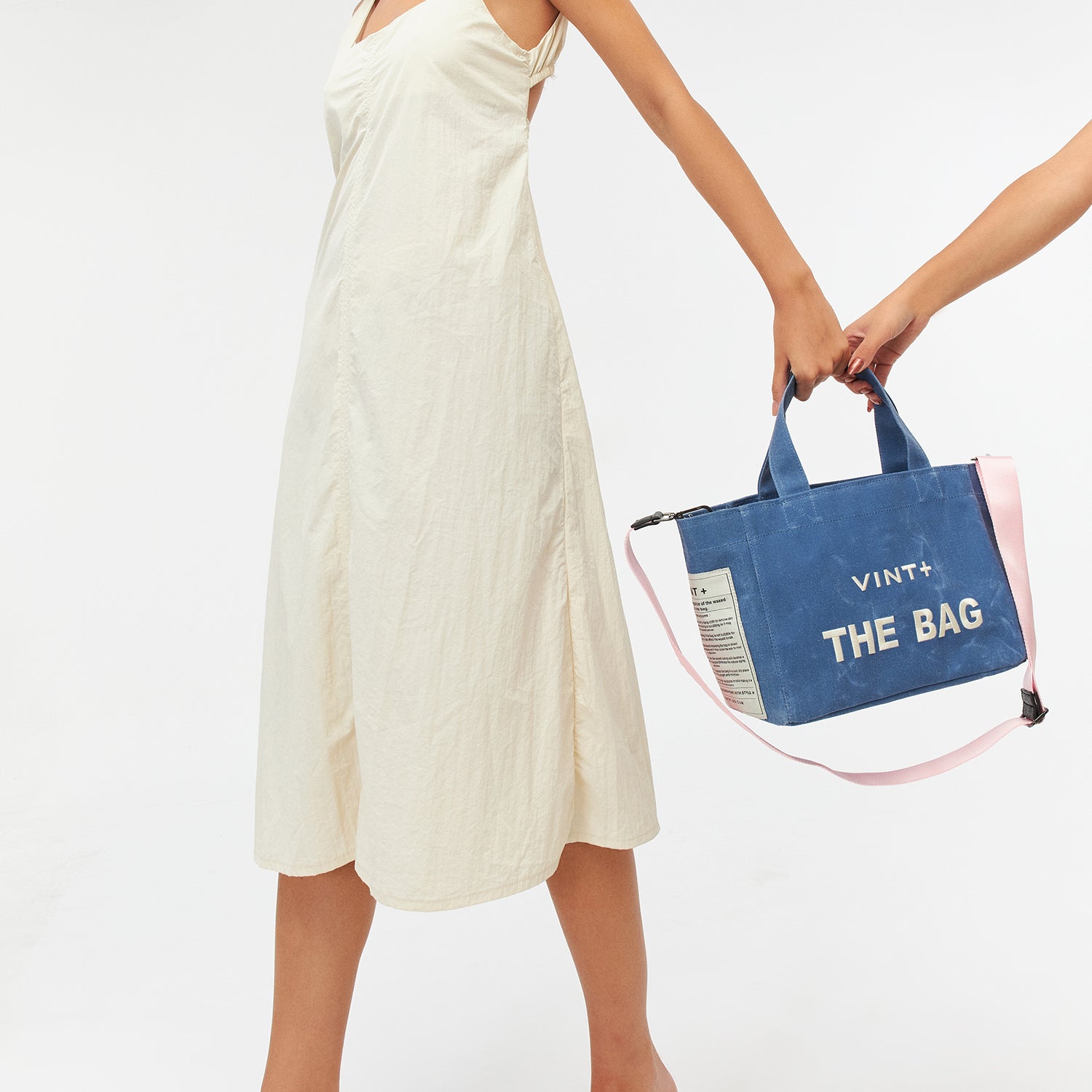 WAXED CANVAS TOTE BAG - SMALL - BLAU