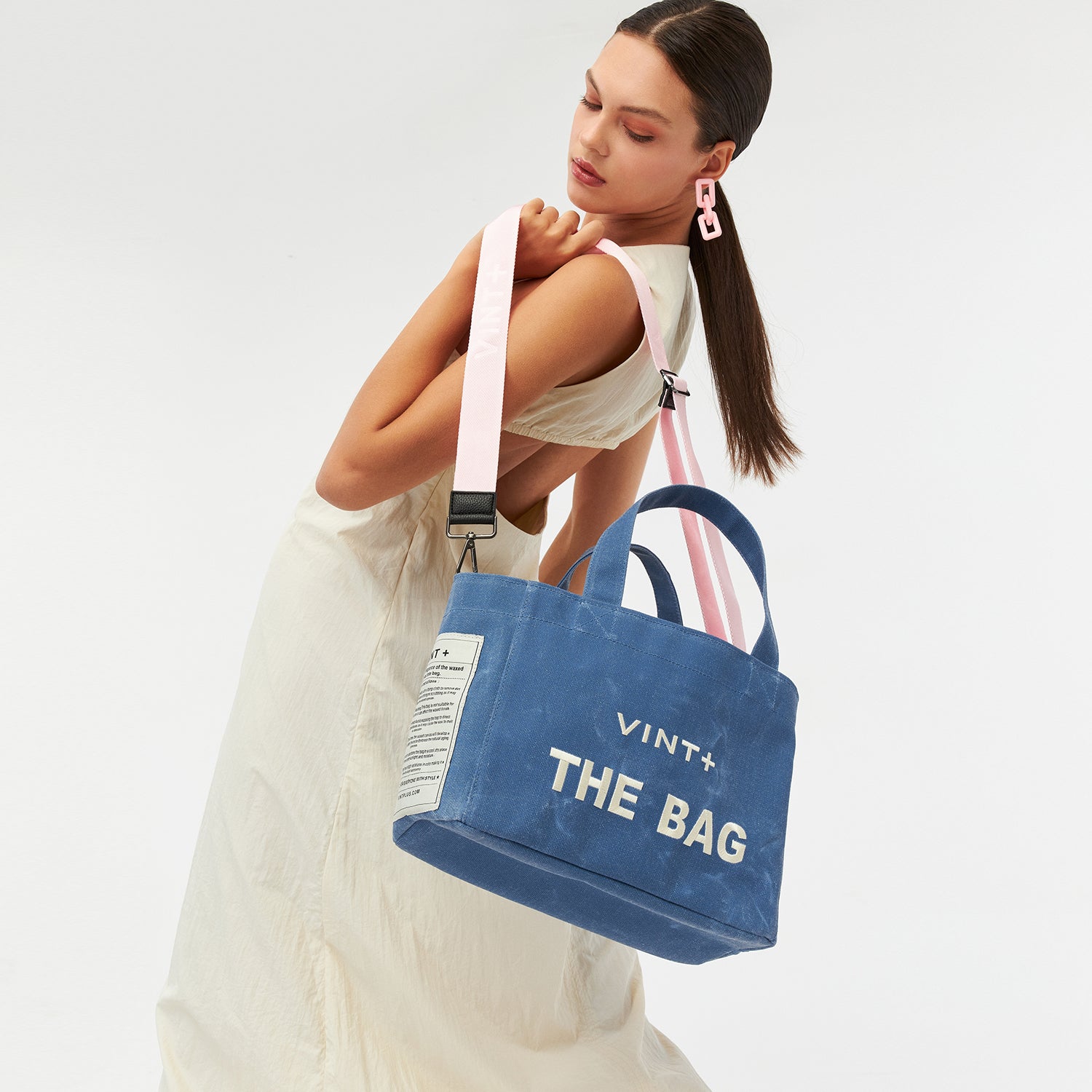 WAXED CANVAS TOTE BAG - SMALL - BLAU