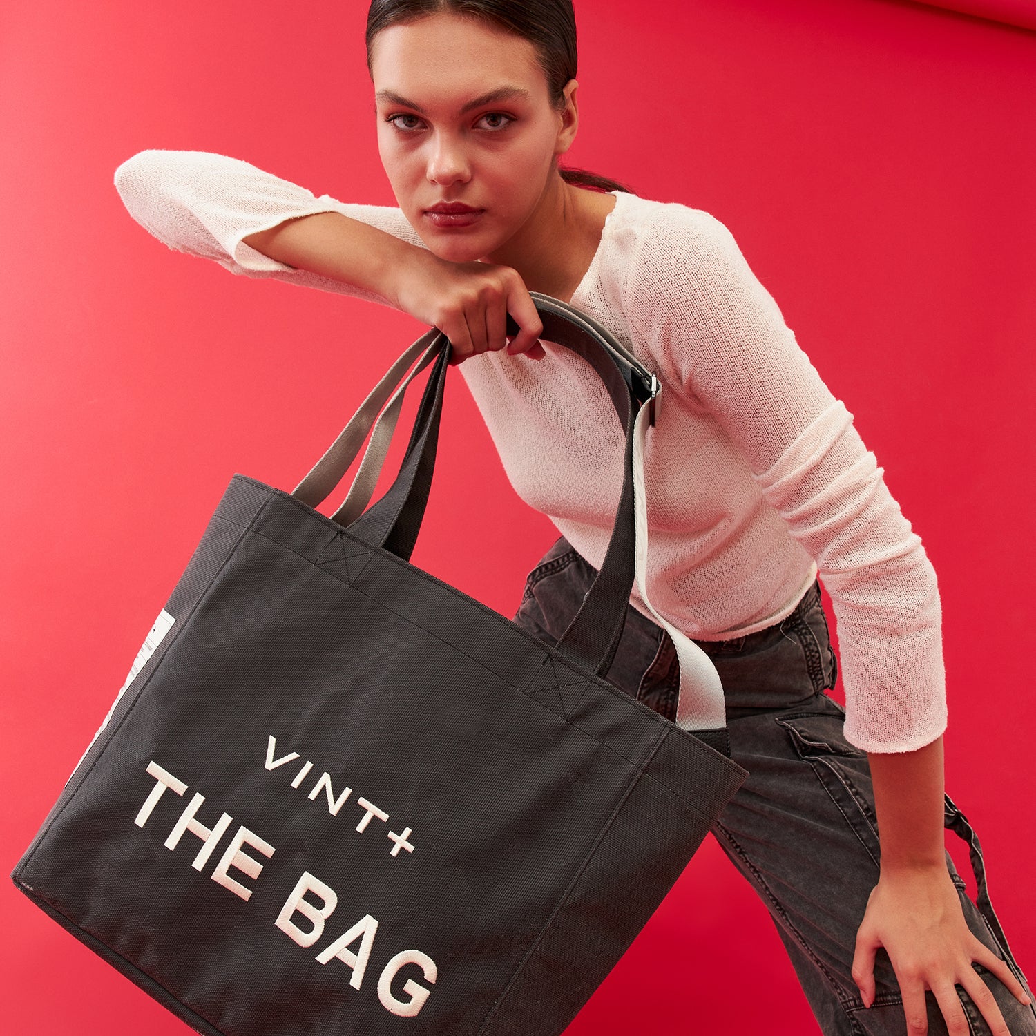 WAXED CANVAS TOTE BAG - BIG - ANTHRAZIT