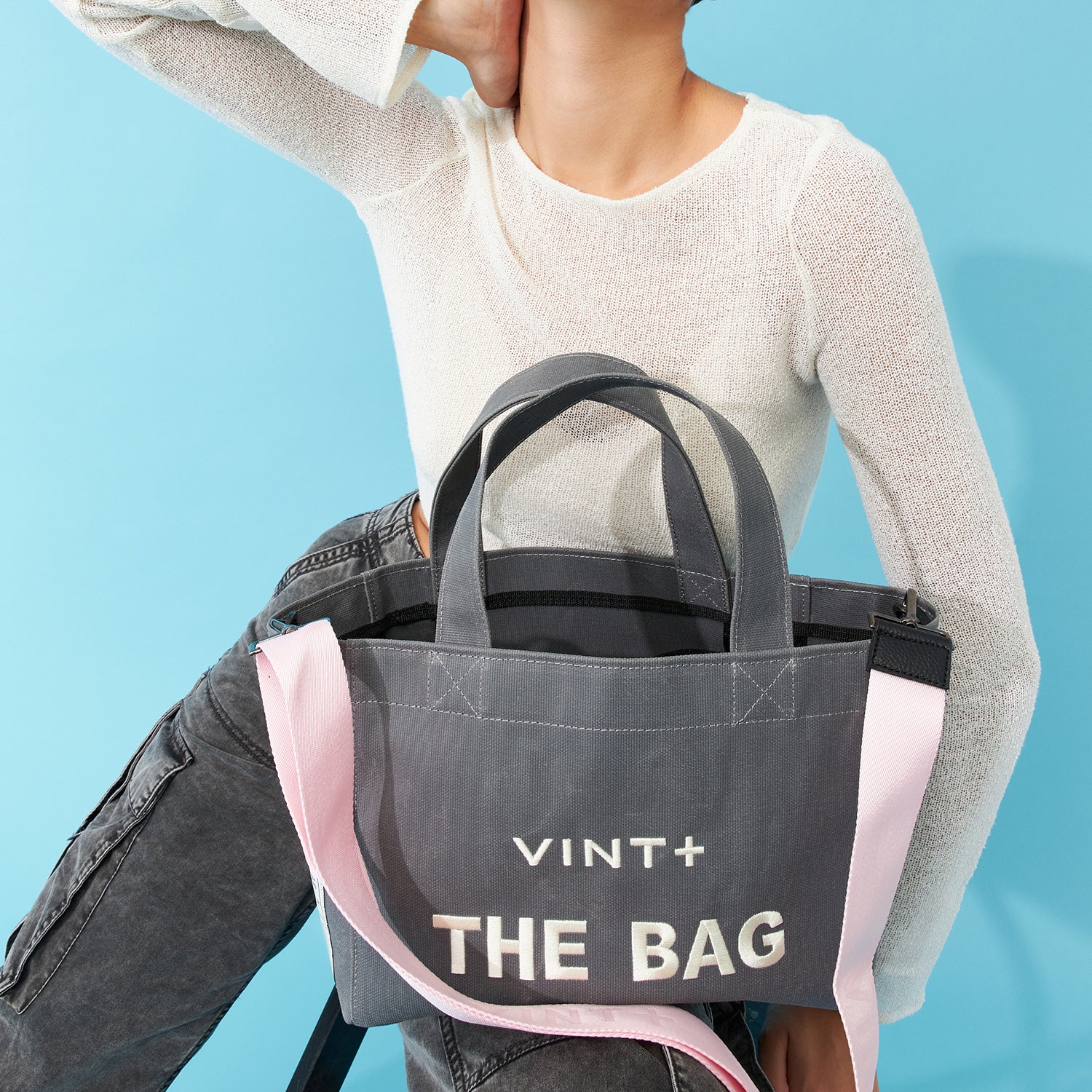 CANVAS TOTE BAG - SMALL - GRAU