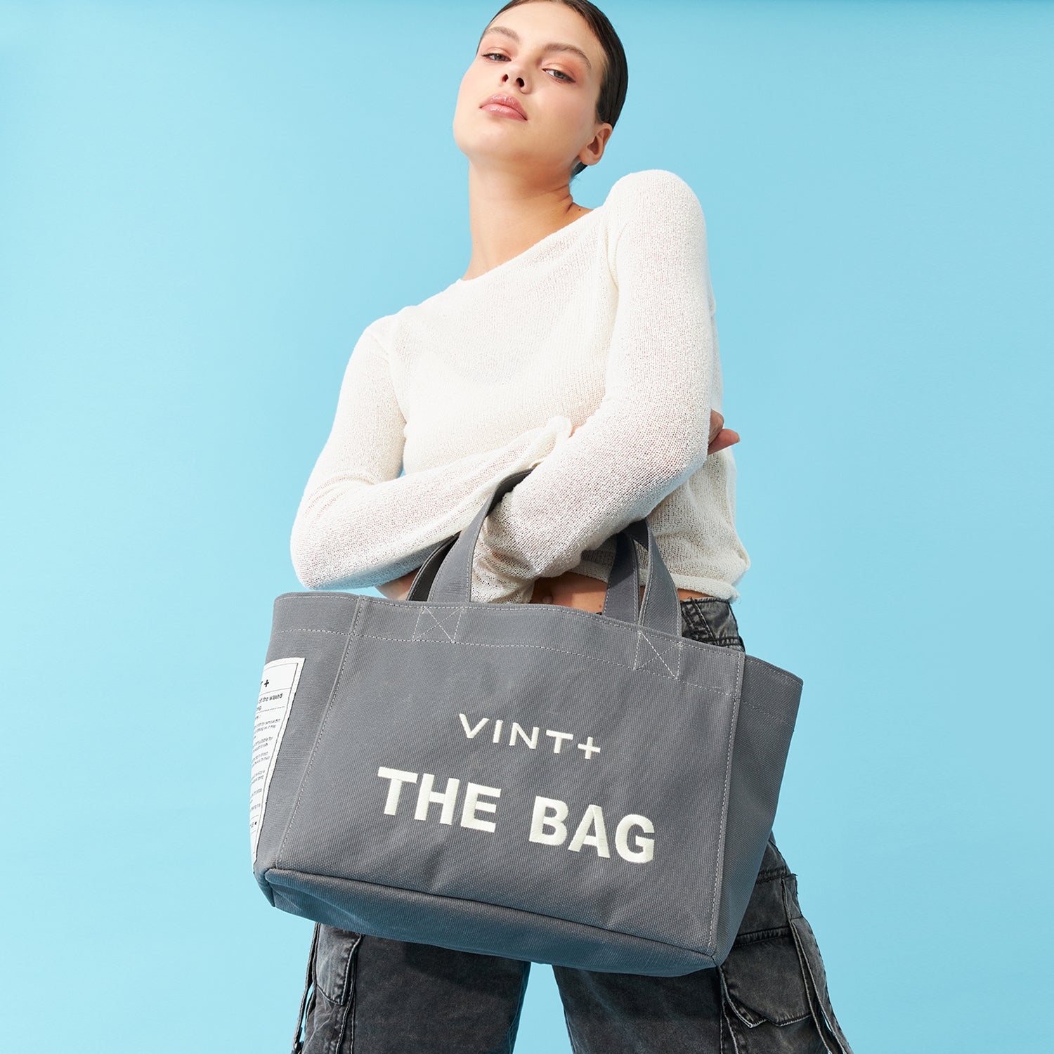CANVAS TOTE BAG - SMALL - GRAU