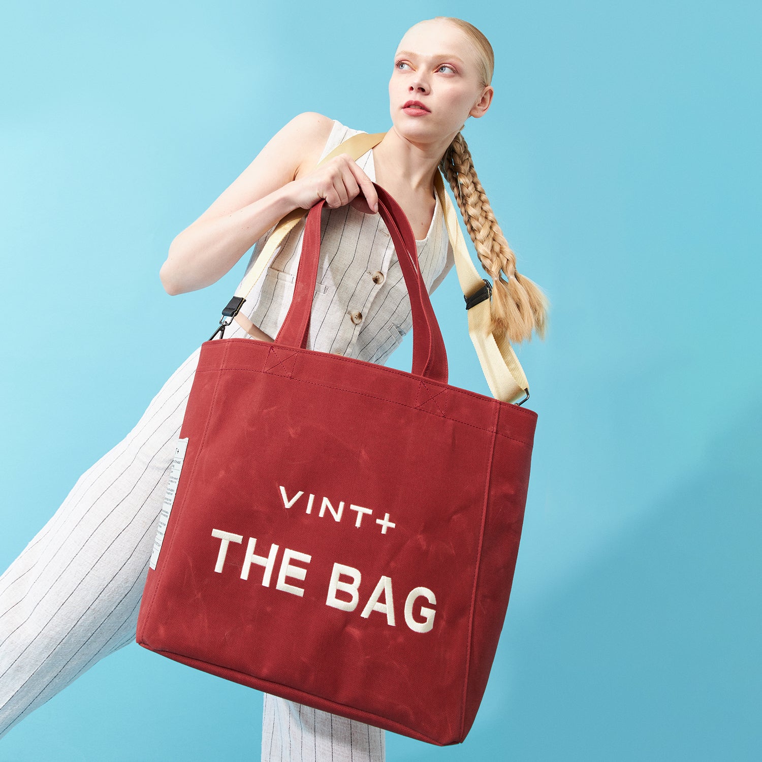 SAC CABAS EN TOILE - GRAND - ROUGE