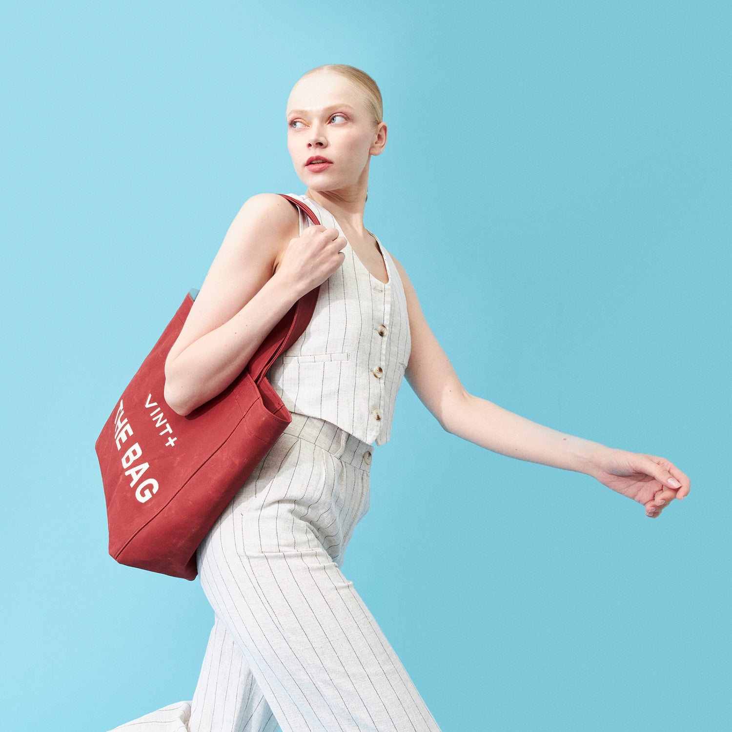 SAC CABAS EN TOILE - GRAND - ROUGE