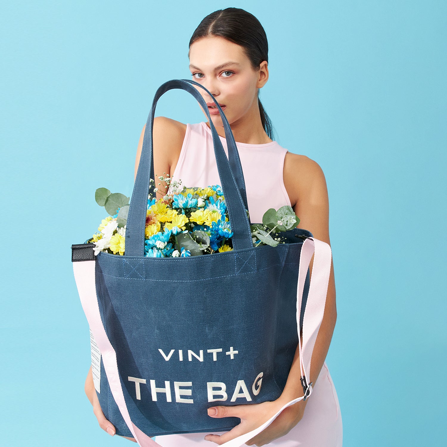 SAC CABAS EN TOILE - GRAND - BLEU DENIM