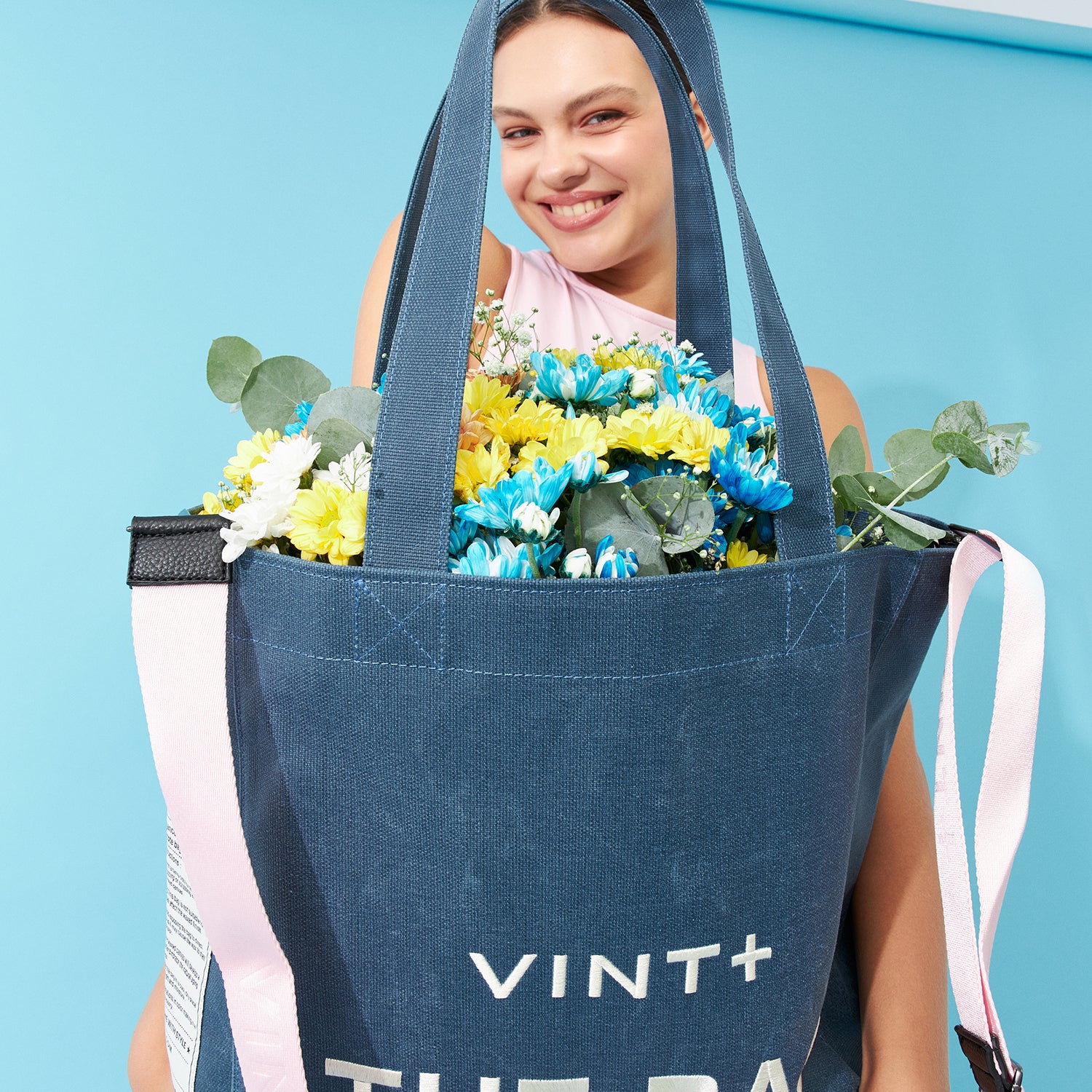 SAC CABAS EN TOILE - GRAND - BLEU DENIM