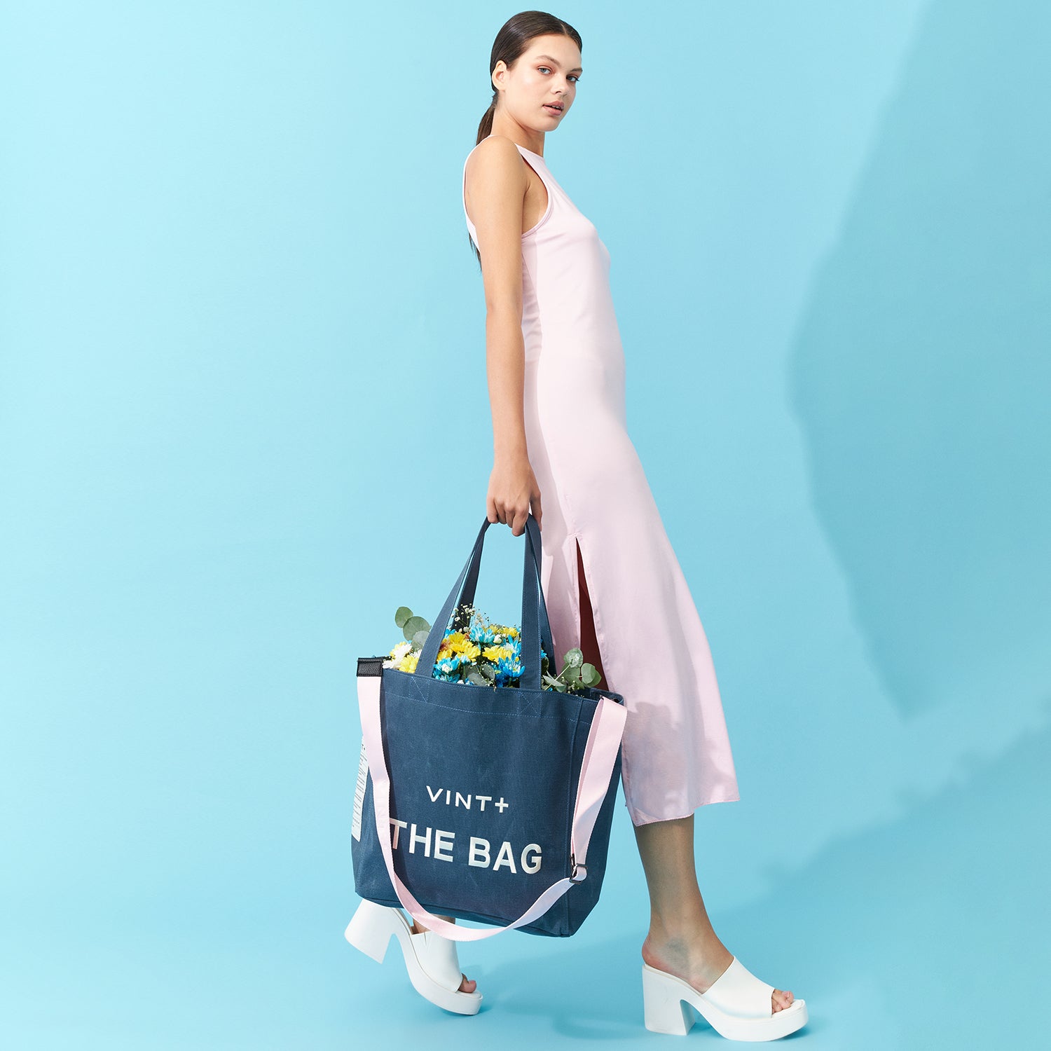SAC CABAS EN TOILE - GRAND - BLEU DENIM