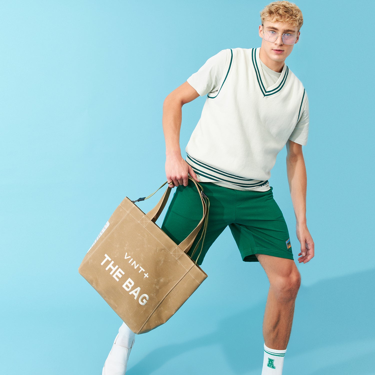 WAXED CANVAS TOTE BAG - BIG - BEIGE