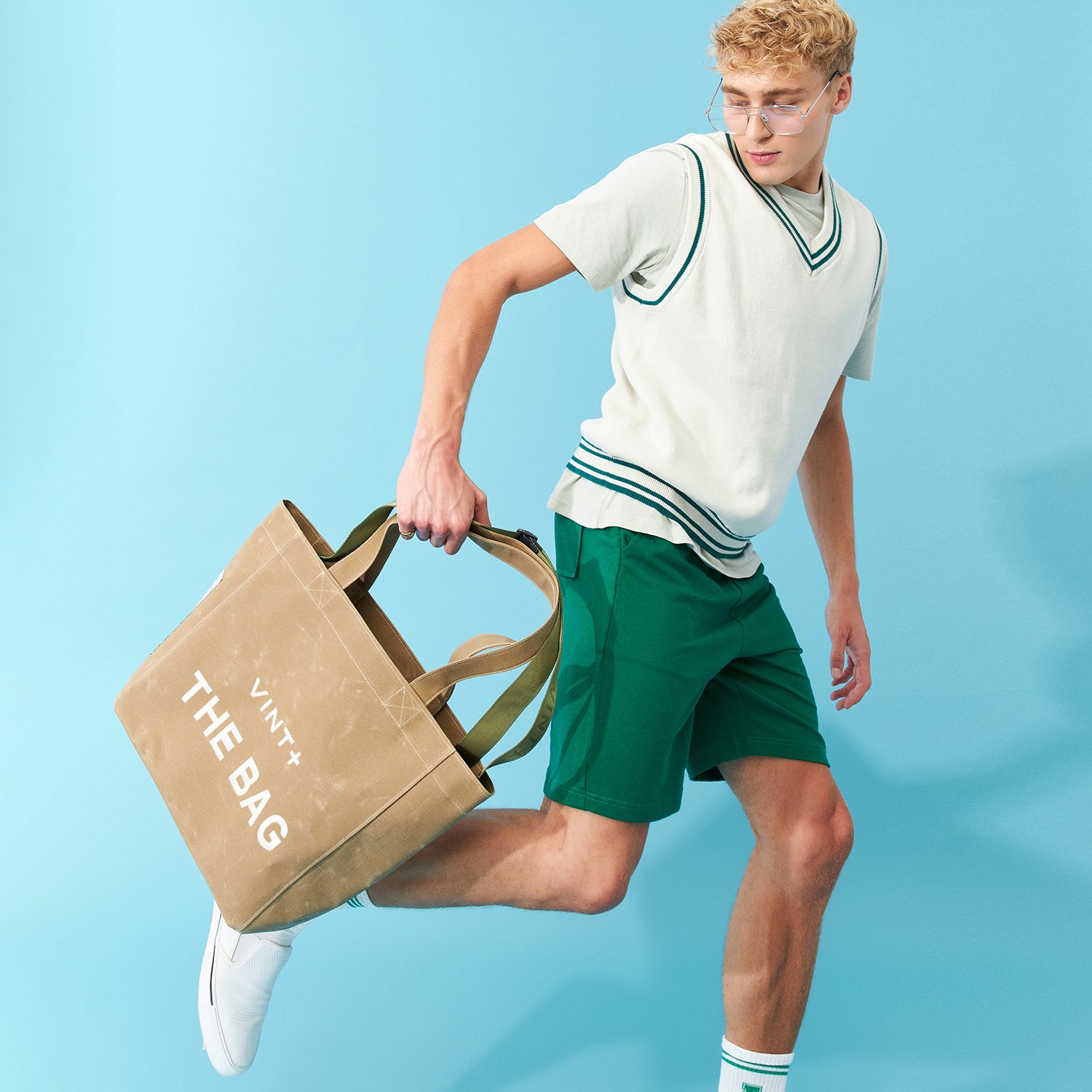 WAXED CANVAS TOTE BAG - BIG - BEIGE