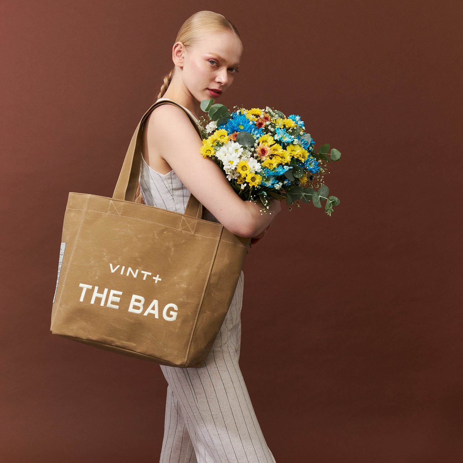 WAXED CANVAS TOTE BAG - BIG - BEIGE