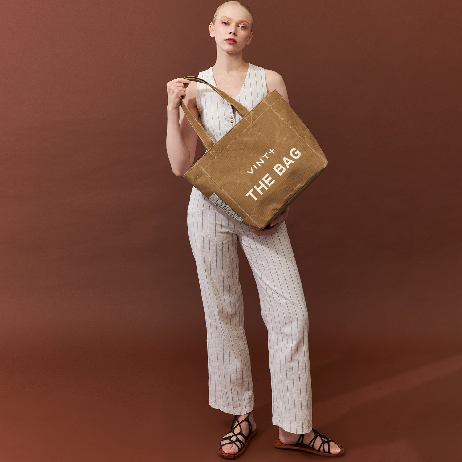 WAXED CANVAS TOTE BAG - BIG - BEIGE