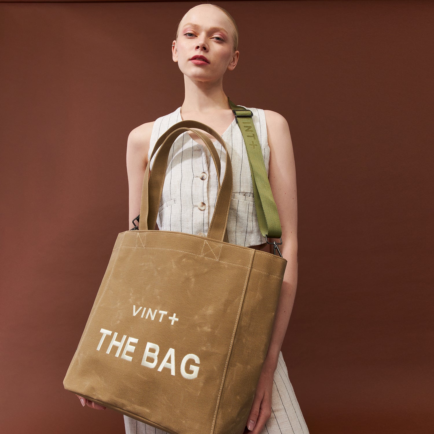 WAXED CANVAS TOTE BAG - BIG - BEIGE