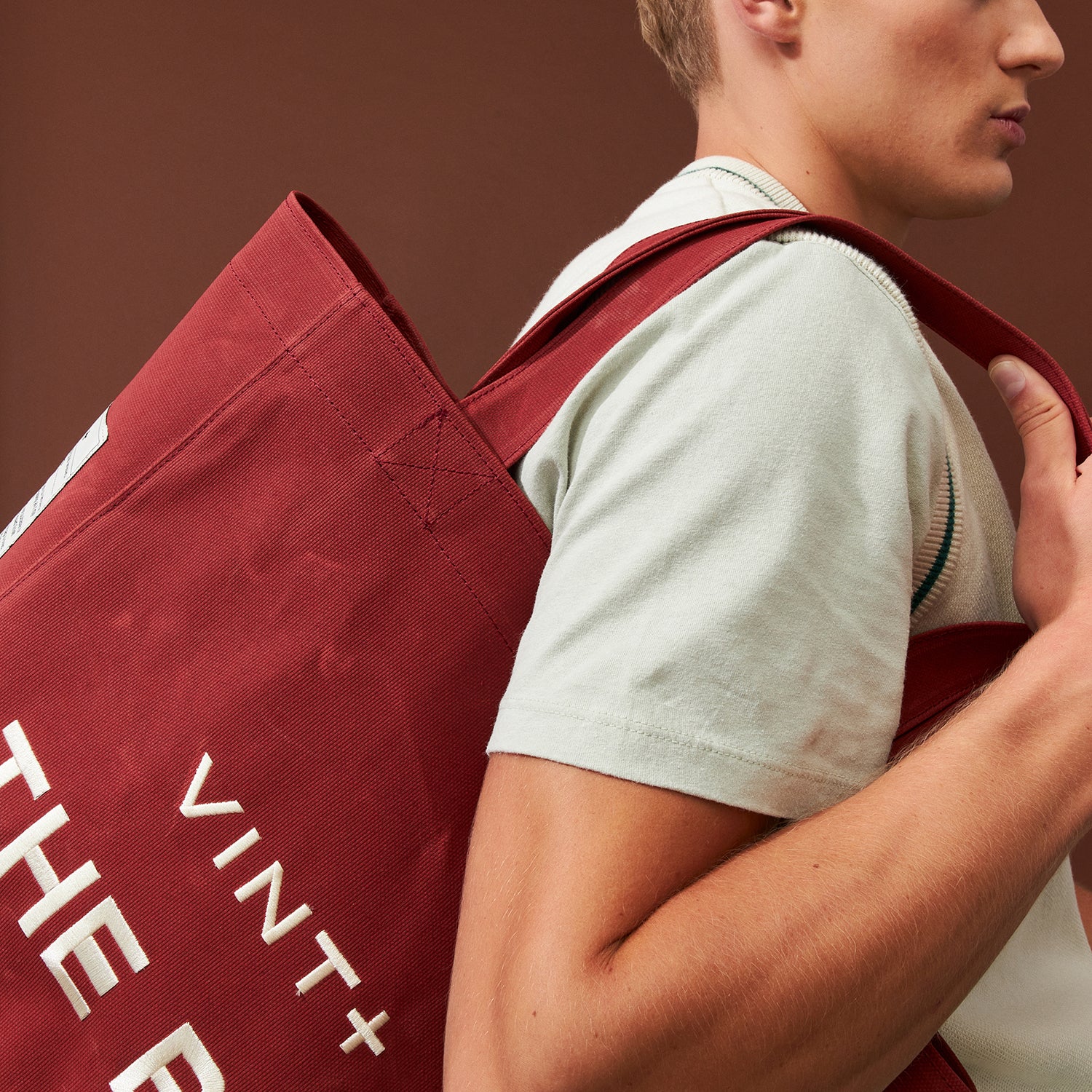 SAC CABAS EN TOILE - GRAND - ROUGE