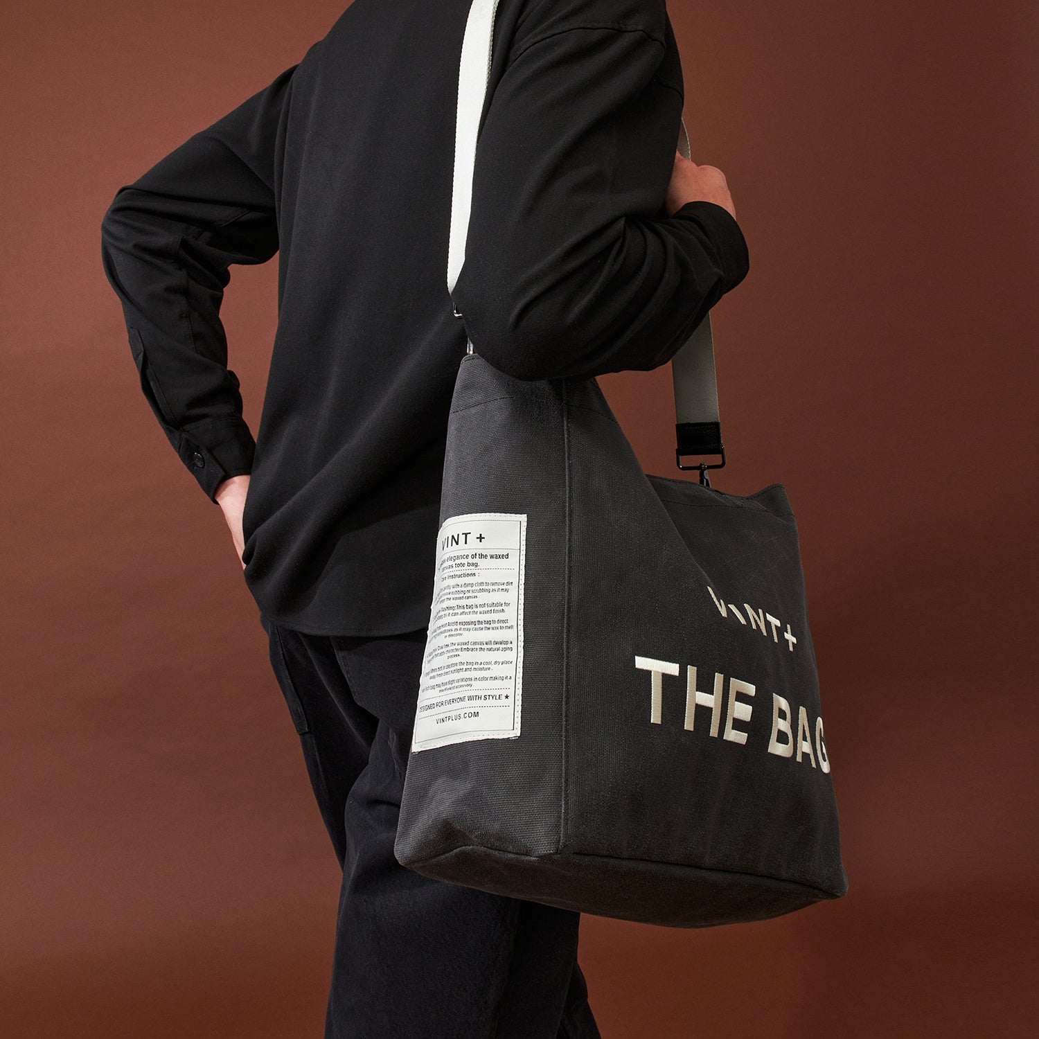 WAXED CANVAS TOTE BAG - BIG - ANTHRAZIT