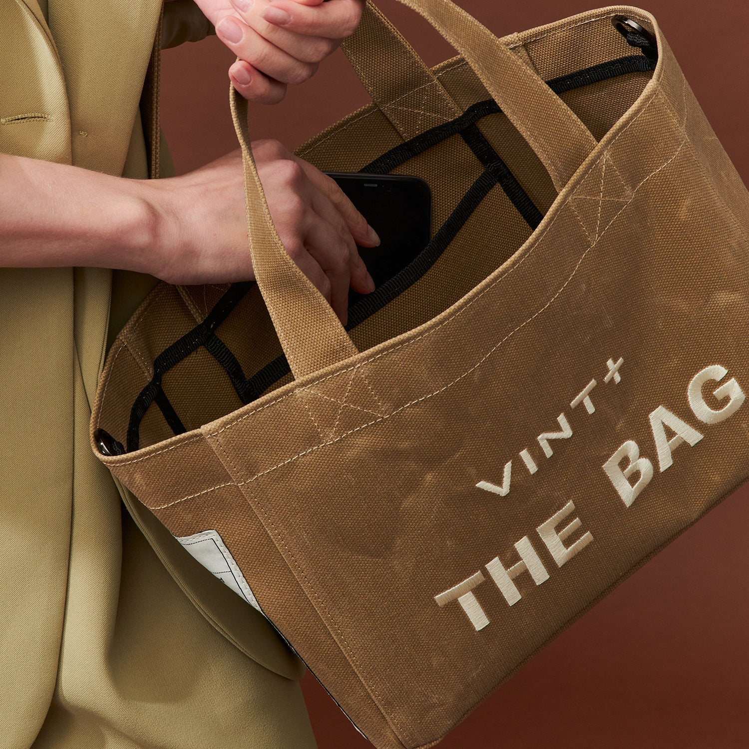 WAXED CANVAS TOTE BAG - SMALL - BEIGE