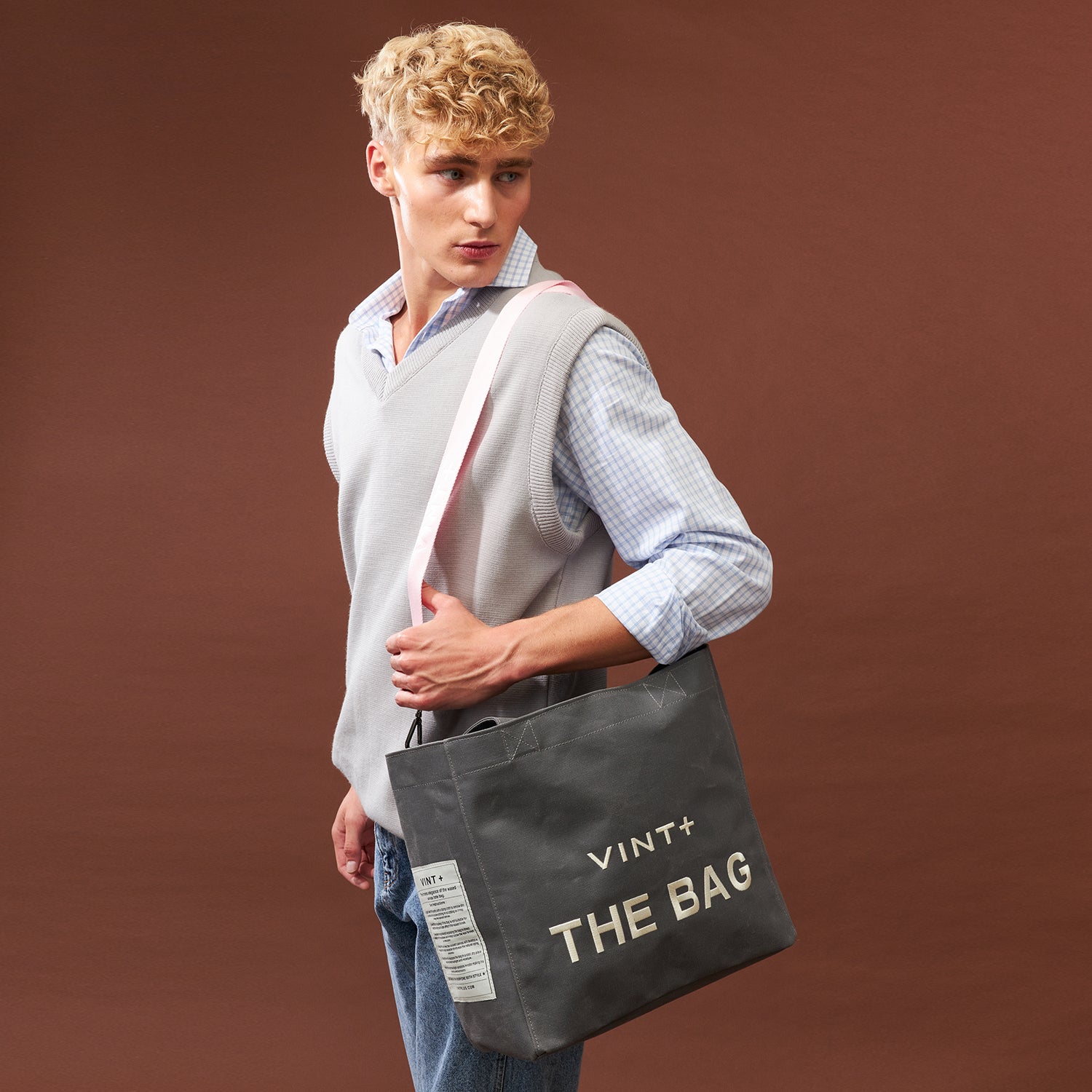 WAXED CANVAS TOTE BAG - BIG - GRAU
