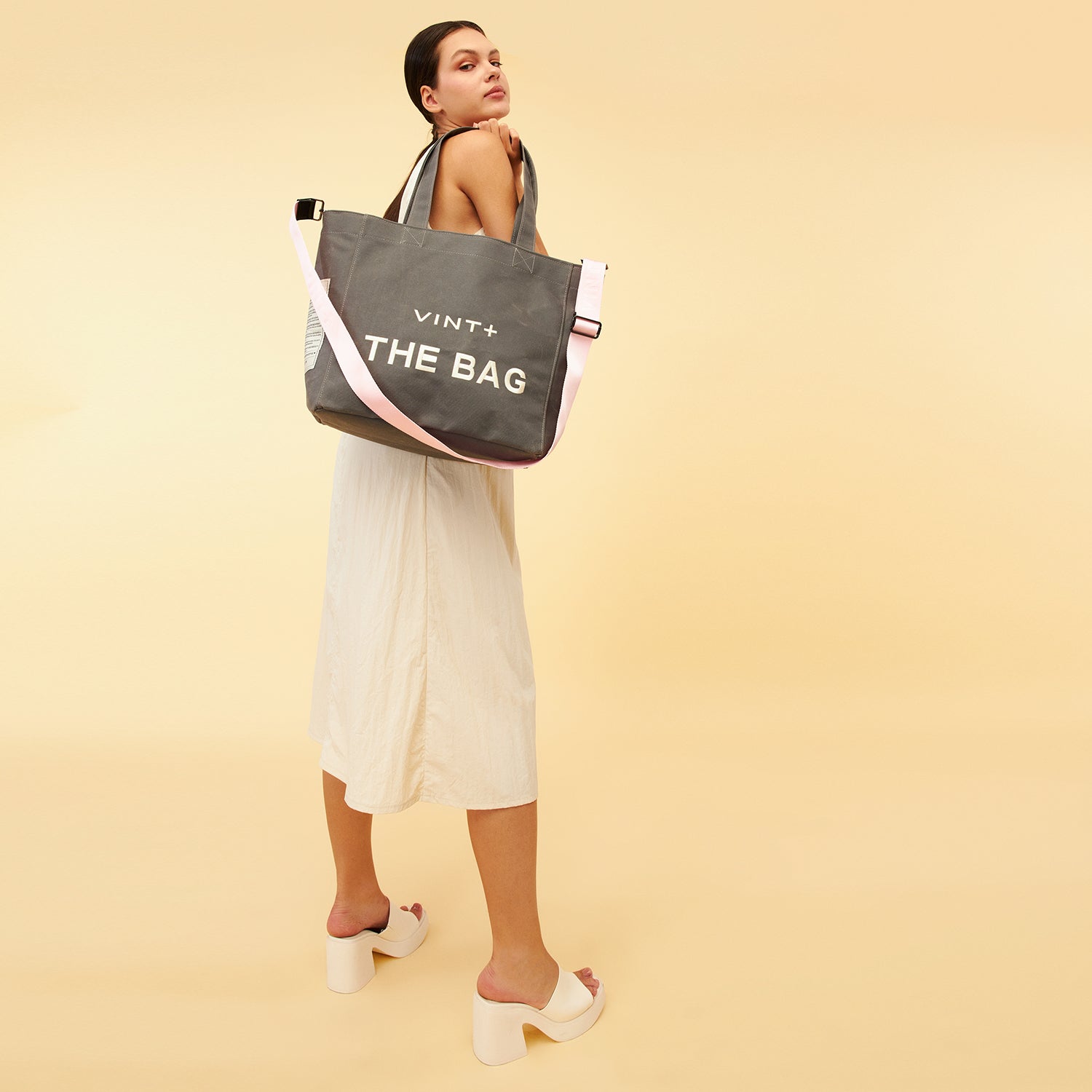 WAXED CANVAS TOTE BAG - BIG - GRAU