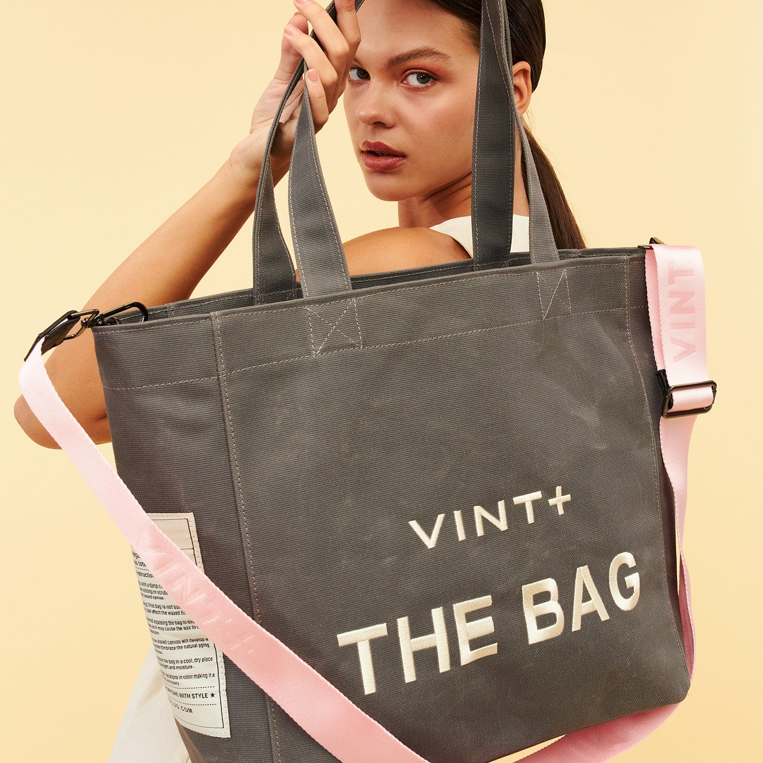 WAXED CANVAS TOTE BAG - BIG - GRAU