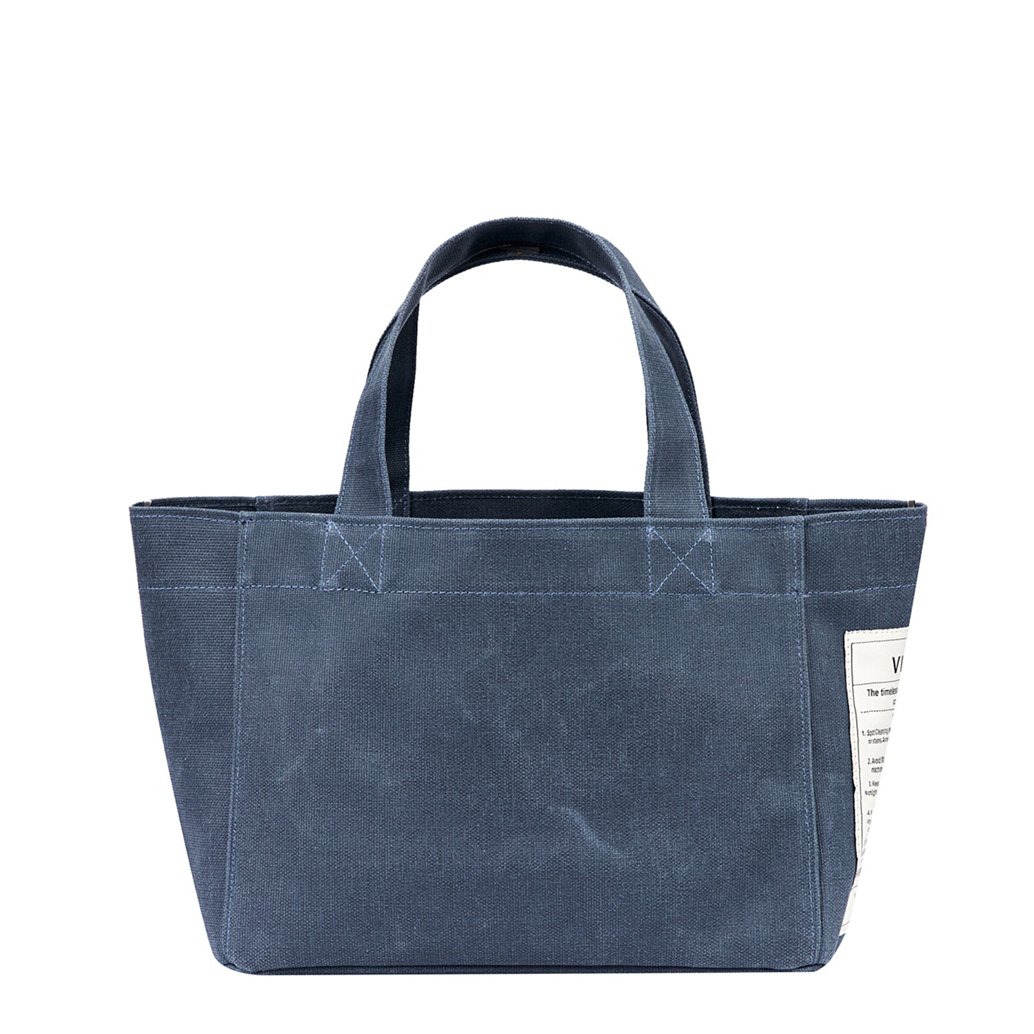WAXED CANVAS TOTE BAG - SMALL - DENIM BLUE