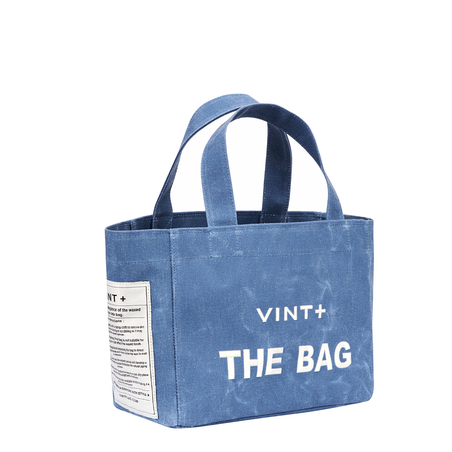 WAXED CANVAS TOTE BAG - SMALL - BLAU
