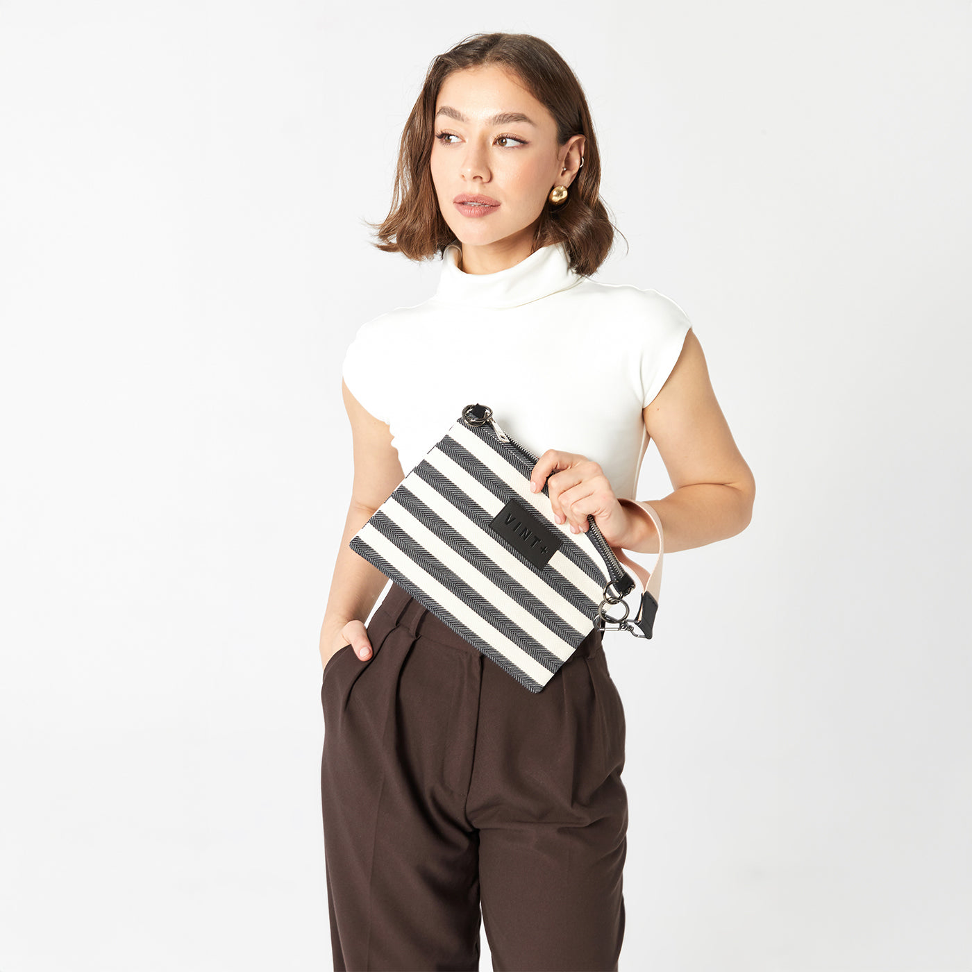 ÇİZGİLİ İÇ VE DIŞ ÇANTA - MIDNIGHT