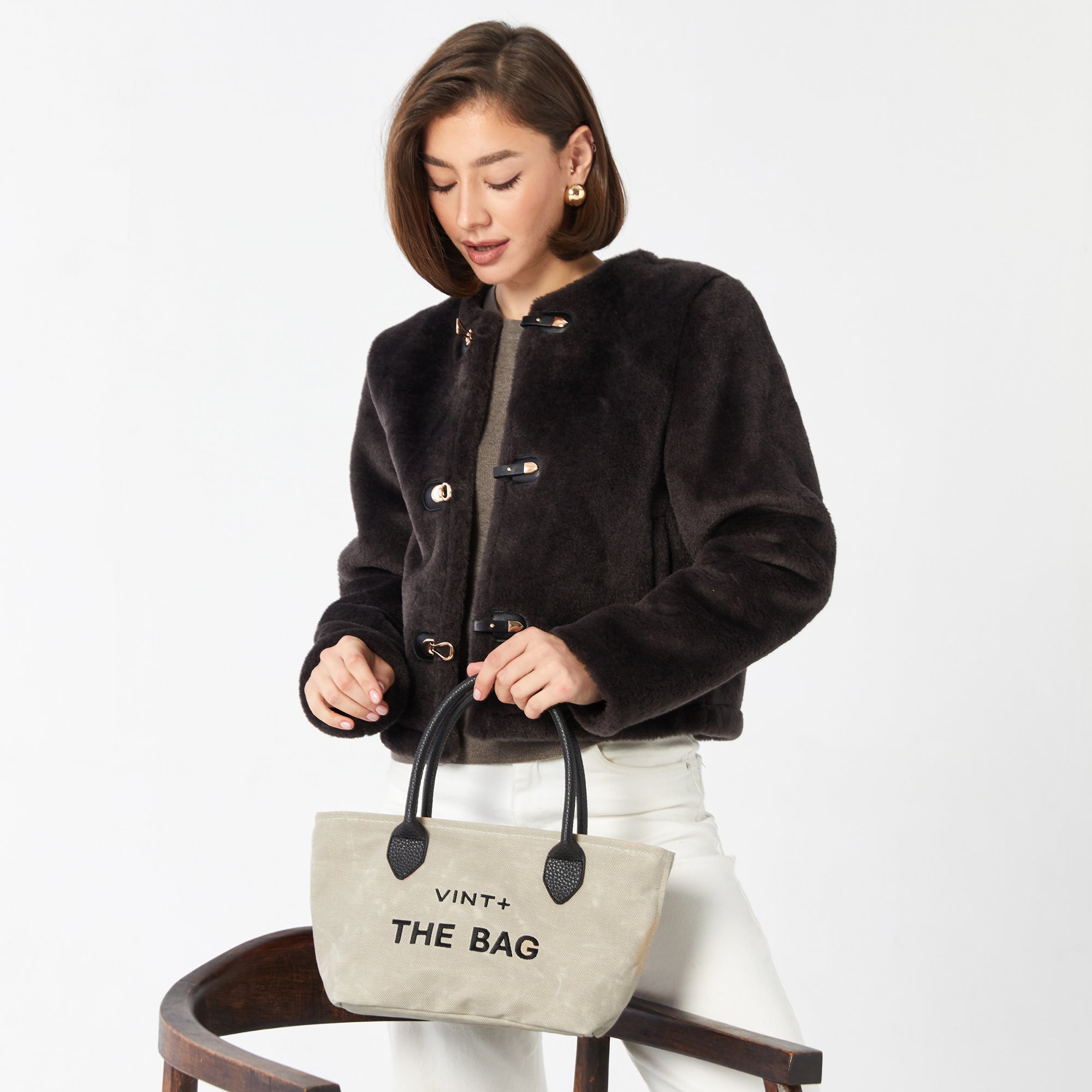 WAXED CANVAS FINE BAG - SMALL - GRAY VIGORE (leather strap incl.)