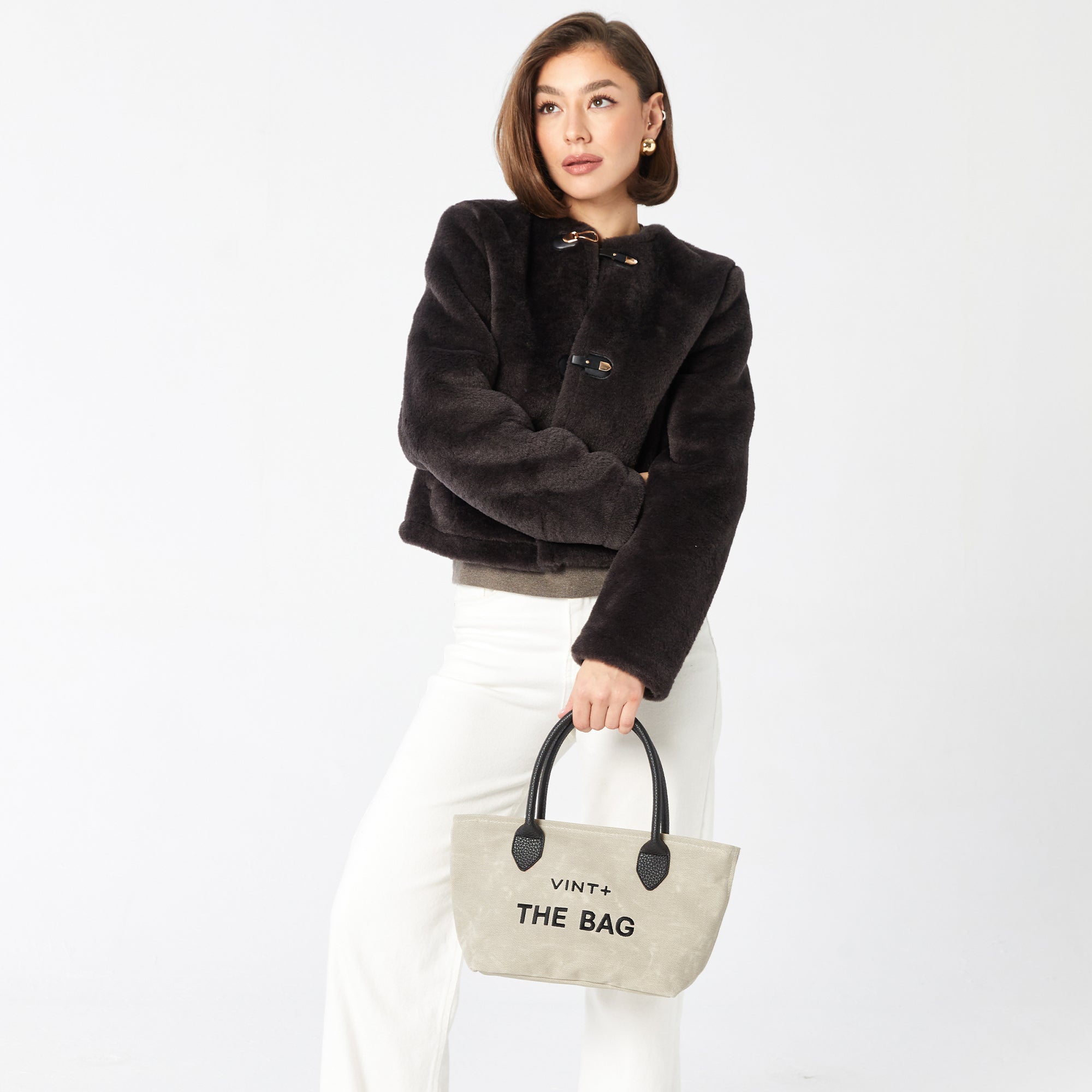 WAXED CANVAS FINE BAG - SMALL - GRAY VIGORE (leather strap incl.)