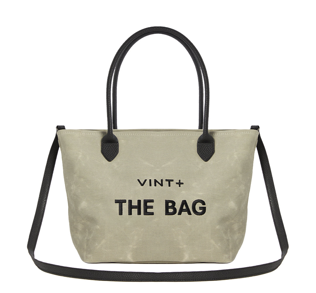 WAXED CANVAS FINE BAG - BIG - GRAU VIGORE (Leder Strap inkl.)