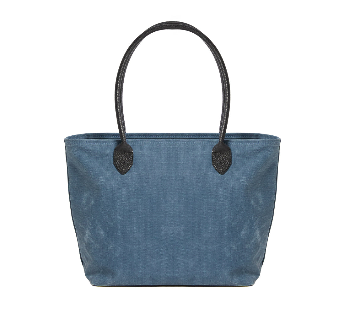 WAXED CANVAS FINE BAG - BIG - DENIM BLUE (leather strap incl.)