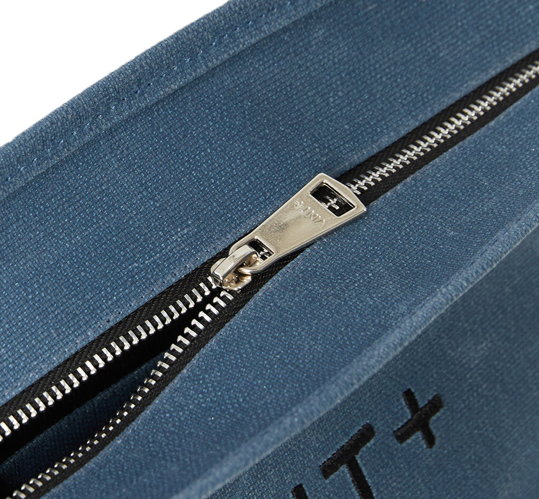 WAXED CANVAS FINE BAG - BIG - DENIM BLUE (leather strap incl.)
