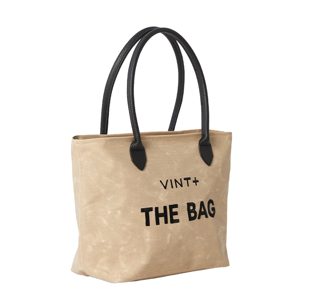 WAXED CANVAS FINE BAG - BIG - SAND (Leder Strap inkl.)