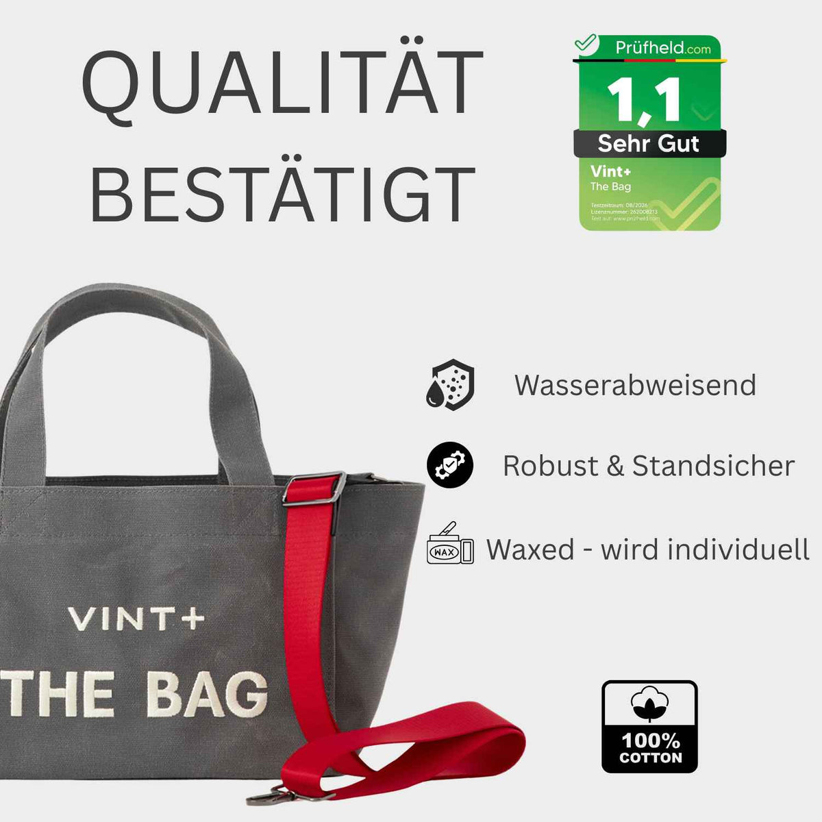 WAXED CANVAS TOTE BAG - SMALL - GRAU