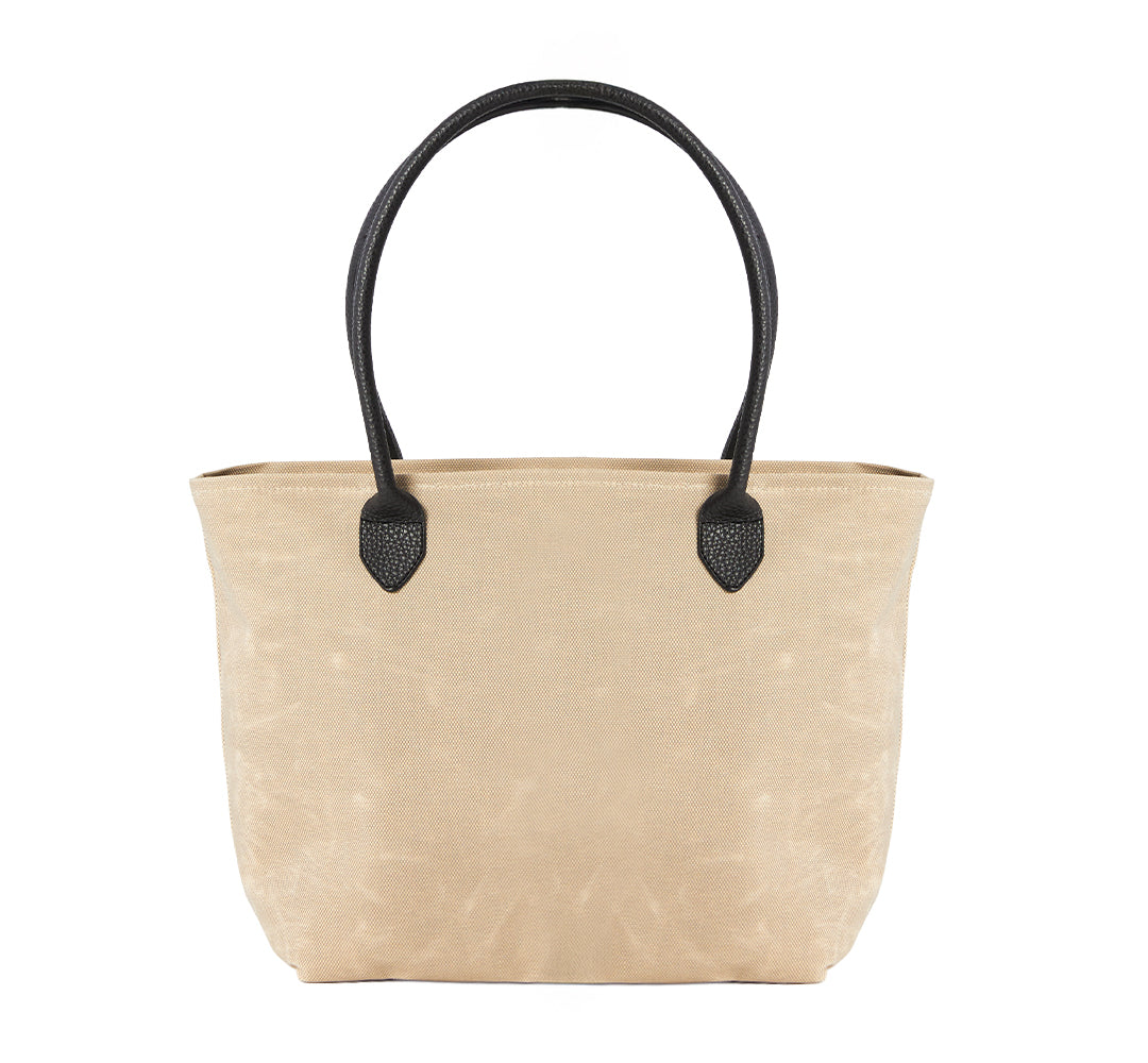 WAXED CANVAS FINE BAG - BIG - SAND (Leder Strap inkl.)