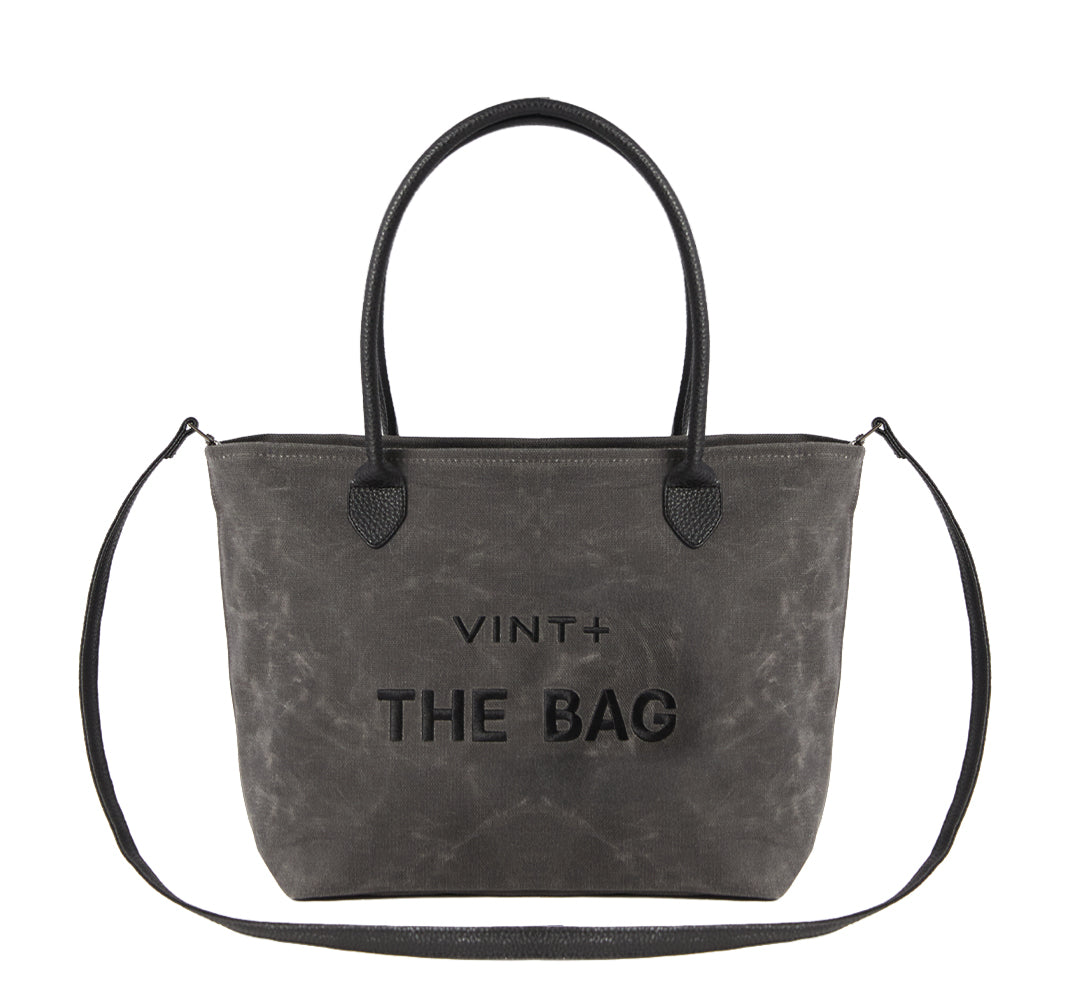 WAXED CANVAS FINE BAG - BIG - ANTHRAZIT (Leder Strap inkl.)