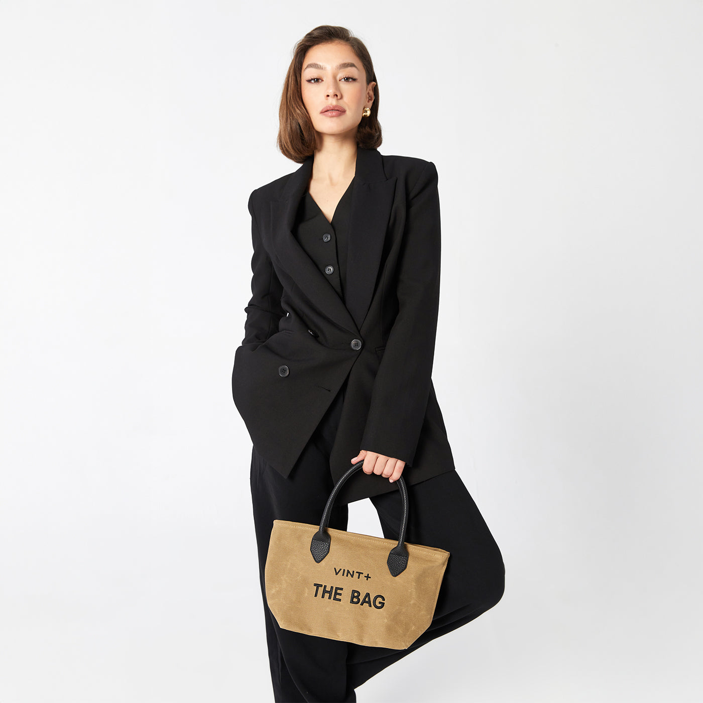 WAXED CANVAS FINE BAG - SMALL - BEIGE (Leder Strap inkl.)