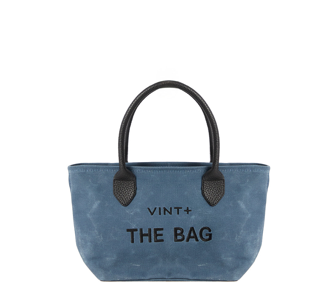 WAXED CANVAS FINE BAG - SMALL - DENIM BLAU (Leder Strap inkl.)