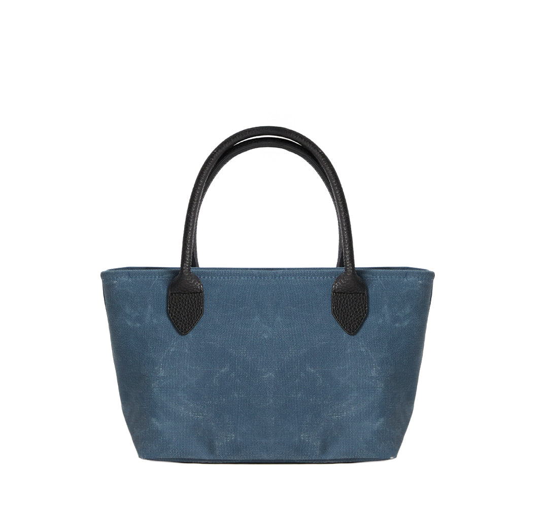 WAXED CANVAS FINE BAG - SMALL - DENIM BLUE (leather strap incl.)