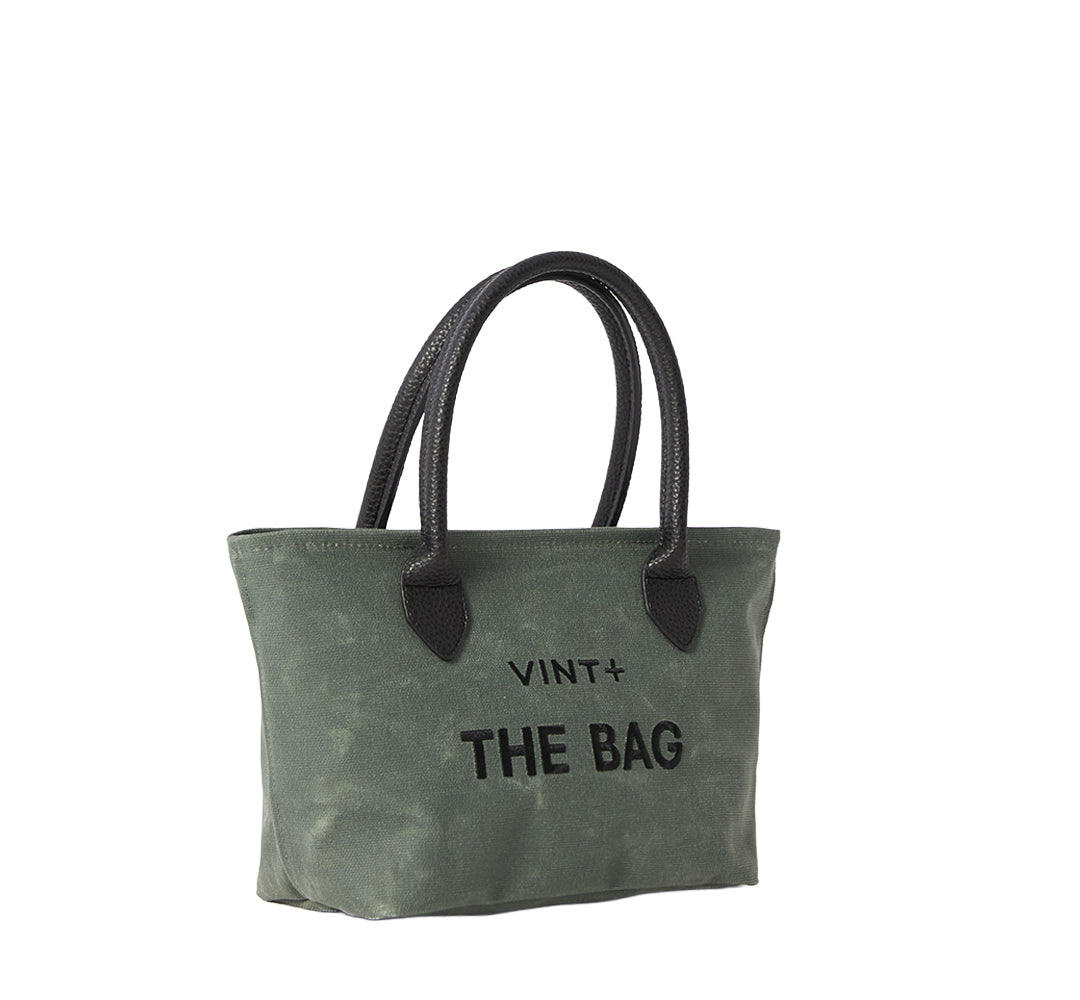 WAXED CANVAS FINE BAG - SMALL - LODEN GREEN (Leather Strap included)