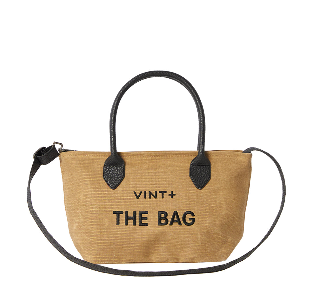 WAXED CANVAS FINE BAG - SMALL - BEIGE (Leder Strap inkl.)