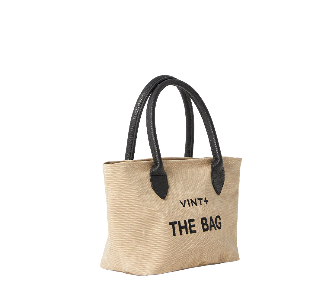 Mumlu Kanvas Şık Çanta - Küçük Boy - Kum Rengi (deri askı dahil)