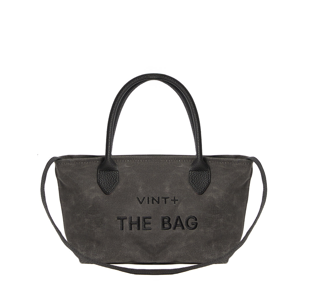 WAXED CANVAS FINE BAG - SMALL - ANTHRAZIT (Leder Strap inkl.)