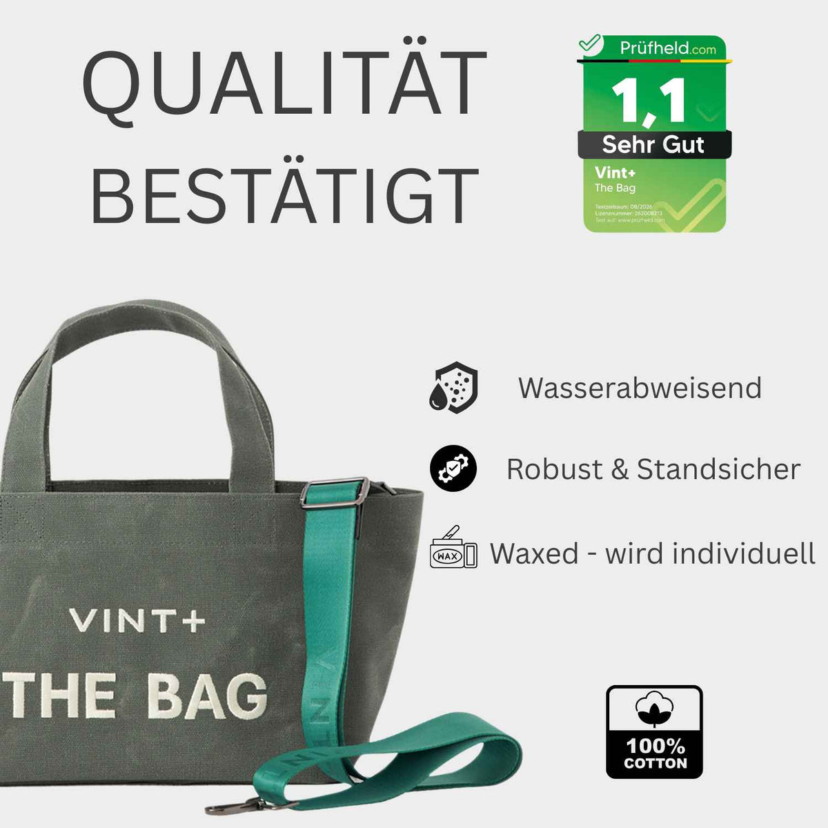 WAXED CANVAS TOTE BAG - SMALL - LODEN GRÜN