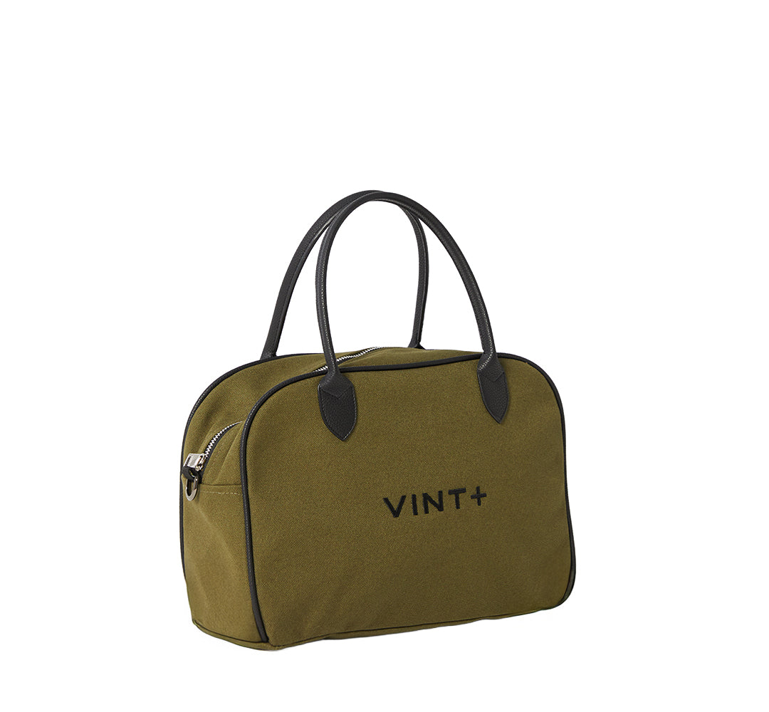 CANVAS BOWLING BAG - KHAKI (leather strap incl.)